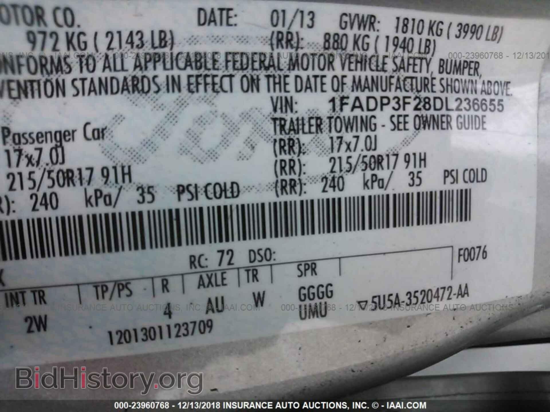 2013 FORD FOCUS - VIN: 1FADP3F28DL236655 - Фото 9