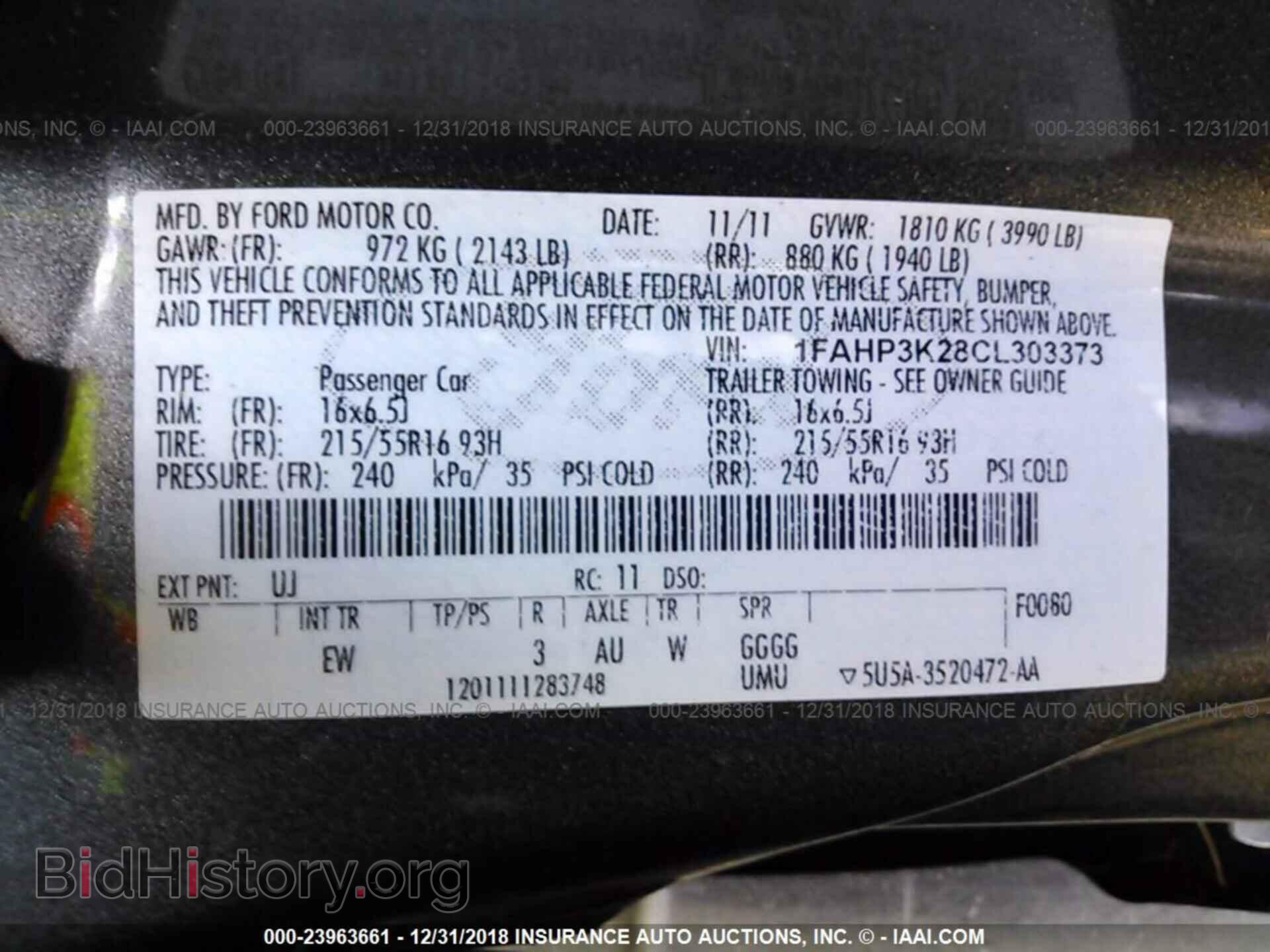 2012 FORD FOCUS - VIN: 1FAHP3K28CL303373 - Photo 9