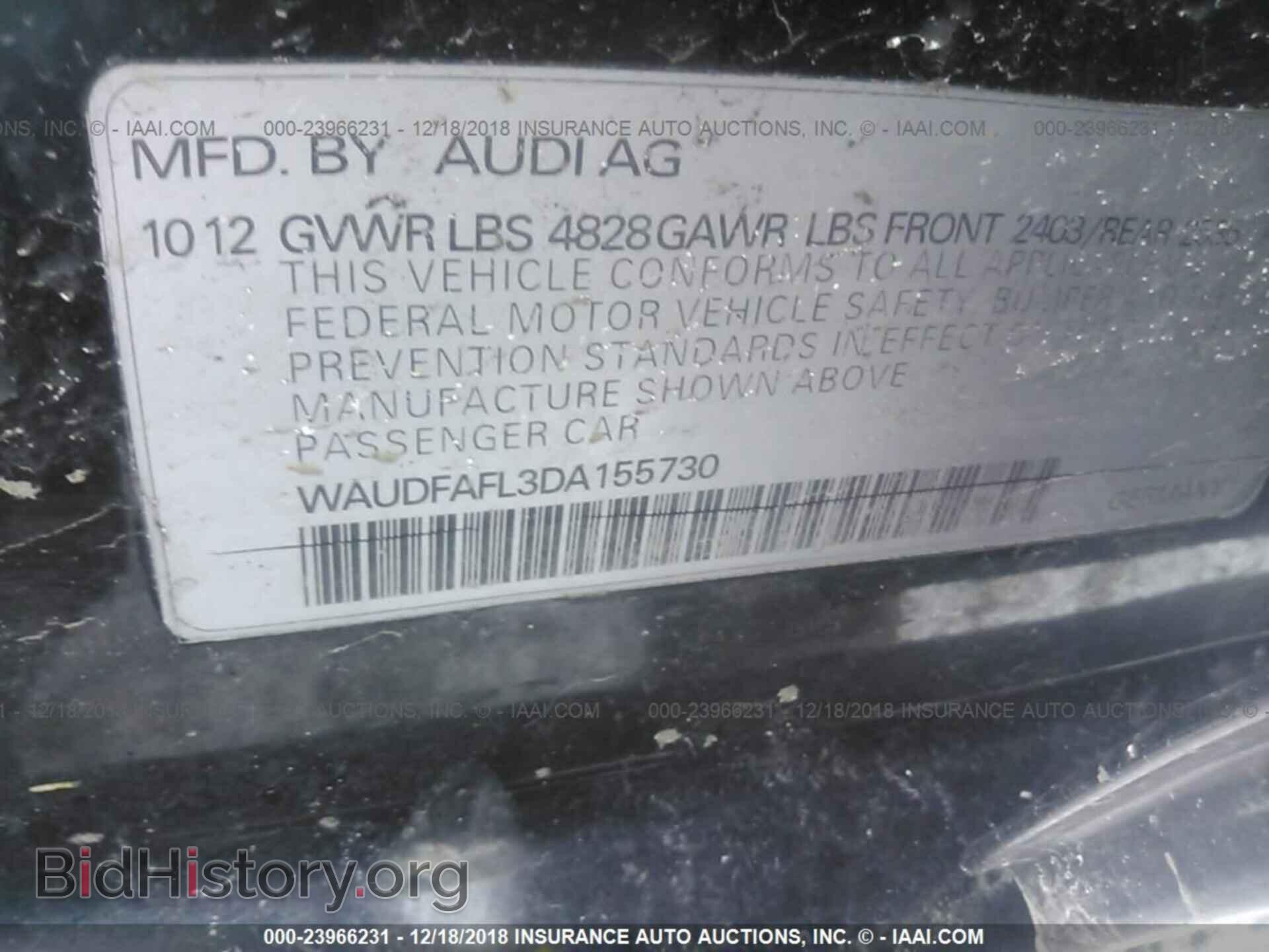 2013 AUDI A4 - VIN: WAUDFAFL3DA155730 - Photo 9