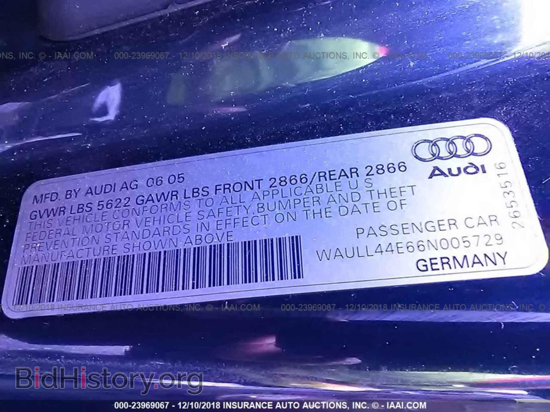 2006 AUDI A8 - VIN: WAULL44E66N005729 - Фото 9