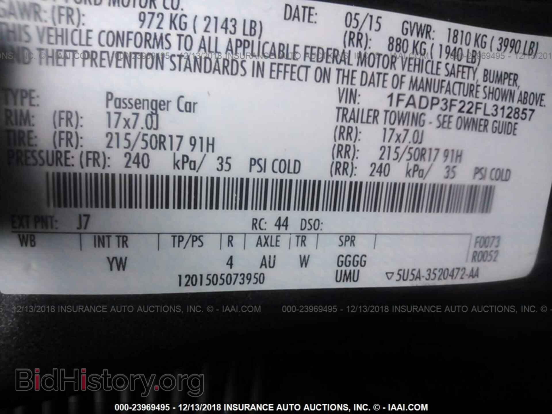 2015 FORD FOCUS - VIN: 1FADP3F22FL312857 - Фото 9