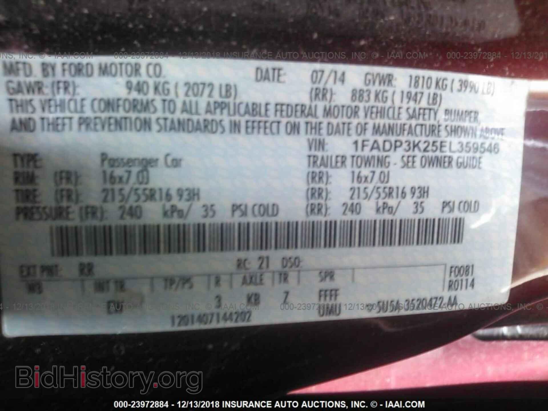 2014 FORD FOCUS - VIN: 1FADP3K25EL359546 - Фото 9