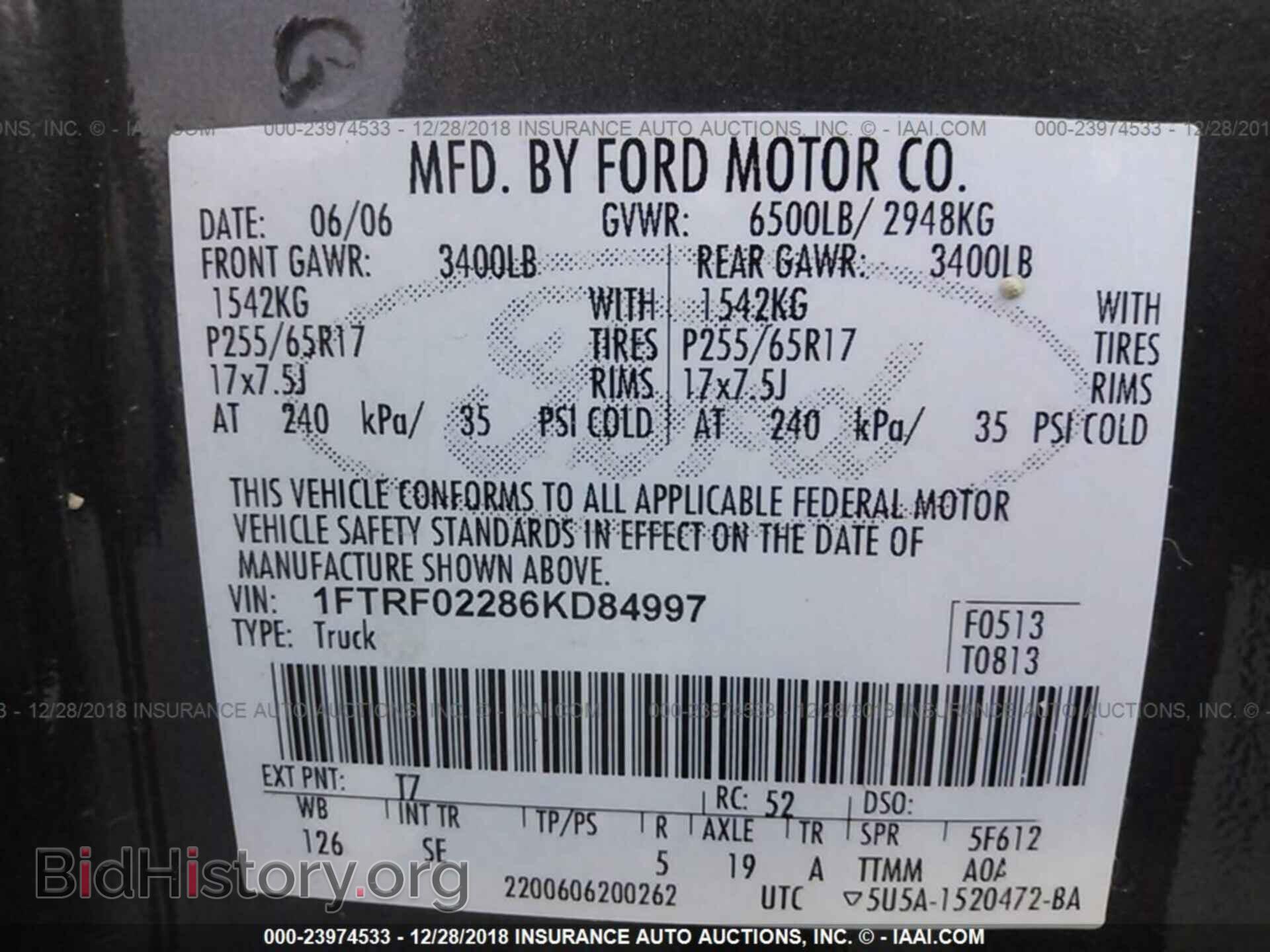 2006 FORD F150 - VIN: 1FTRF02286KD84997 - Фото 9