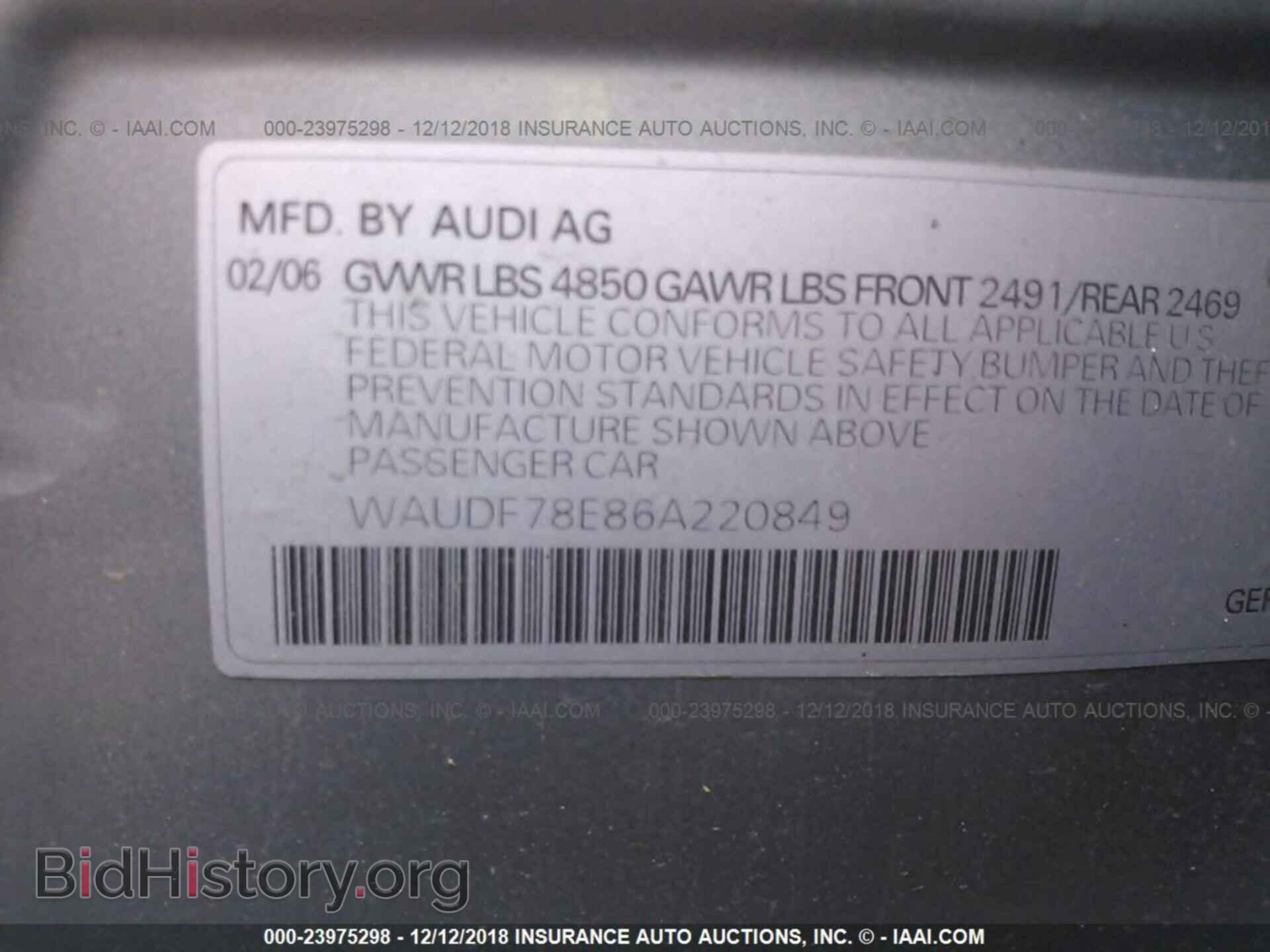 2006 AUDI A4 - VIN: WAUDF78E86A220849 - Photo 9