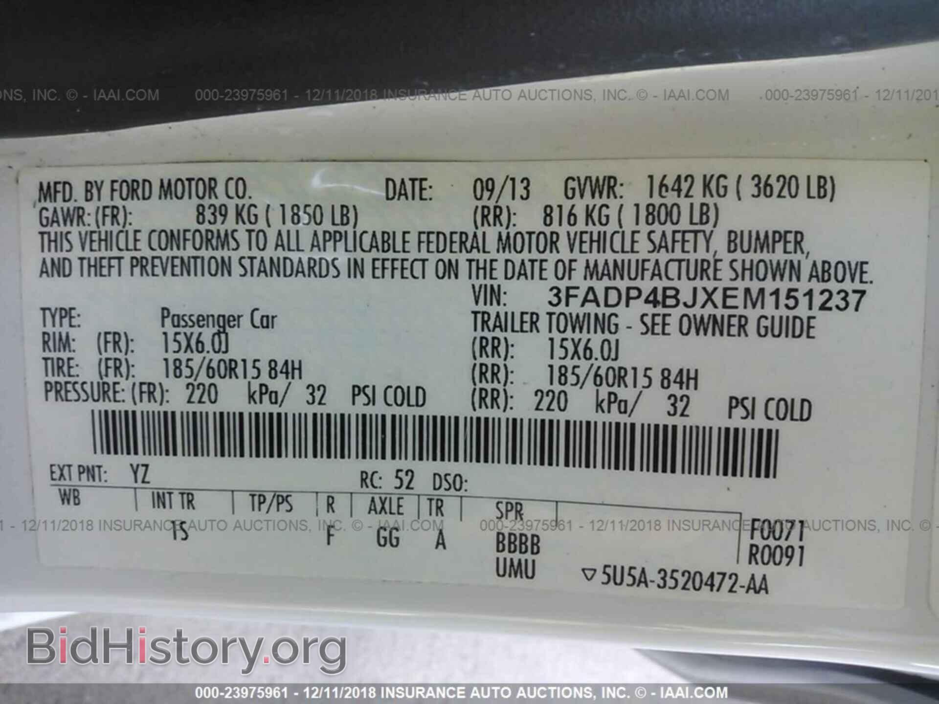 2014 FORD FIESTA - VIN: 3FADP4BJXEM151237 - Фото 9