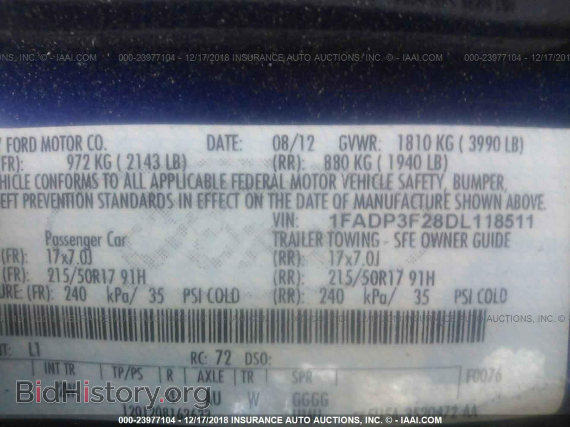 2013 FORD FOCUS - VIN: 1FADP3F28DL118511 - Фото 9