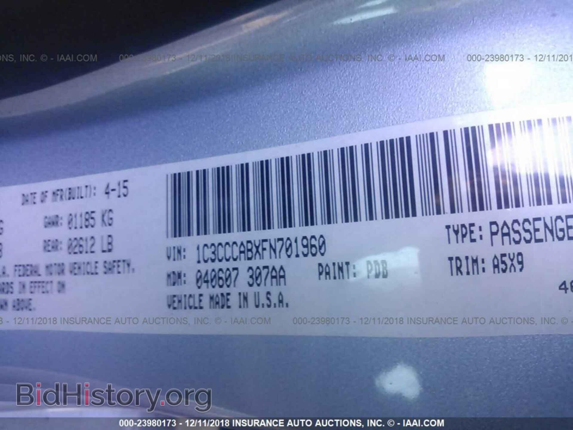 2015 CHRYSLER 200 - VIN: 1C3CCCABXFN701960 - Photo 9