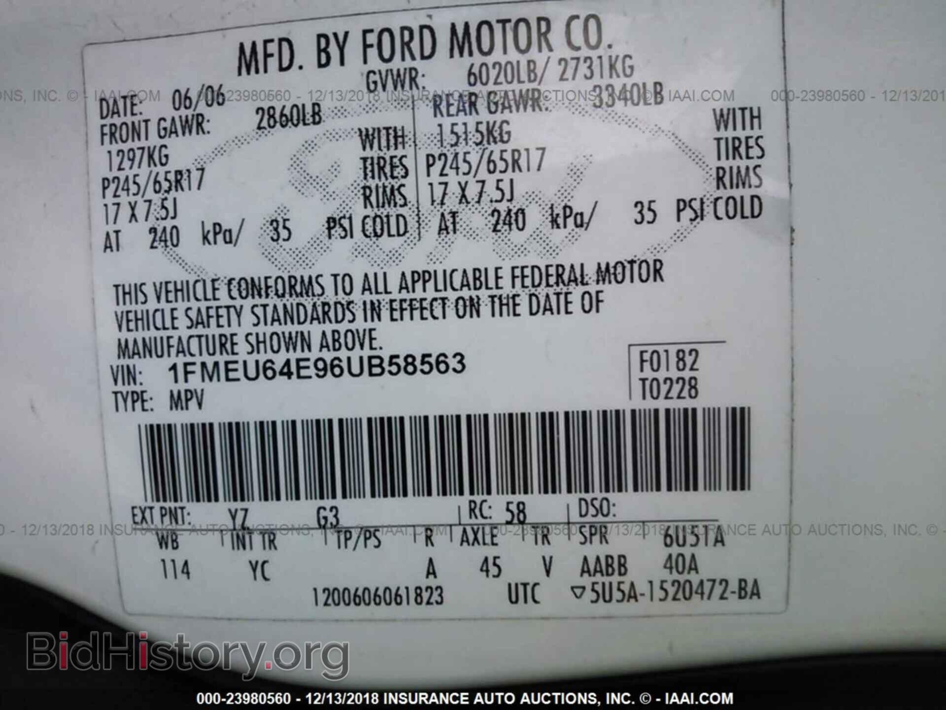 2006 FORD EXPLORER - VIN: 1FMEU64E96UB58563 - Фото 9