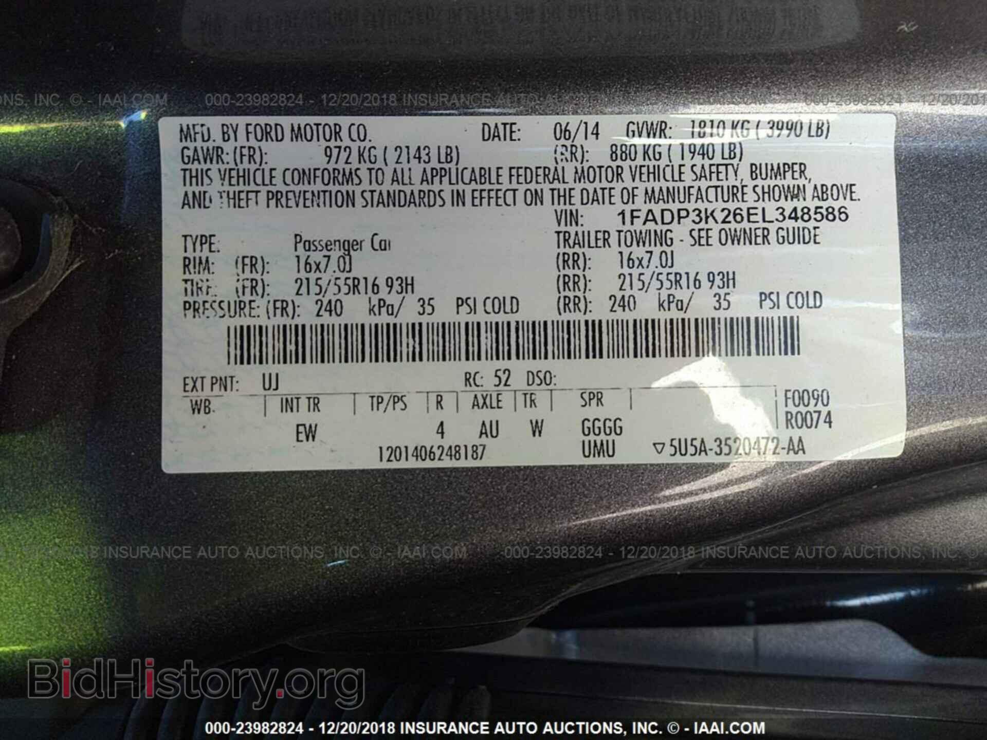 2014 FORD FOCUS - VIN: 1FADP3K26EL348586 - Фото 9