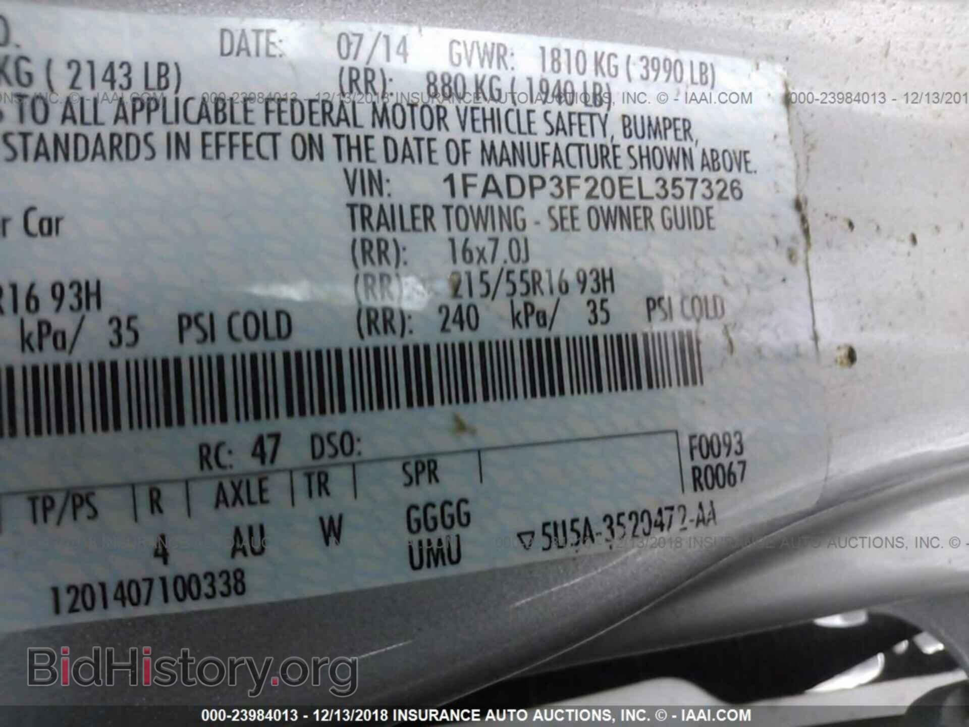 2014 FORD FOCUS - VIN: 1FADP3F20EL357326 - Photo 9
