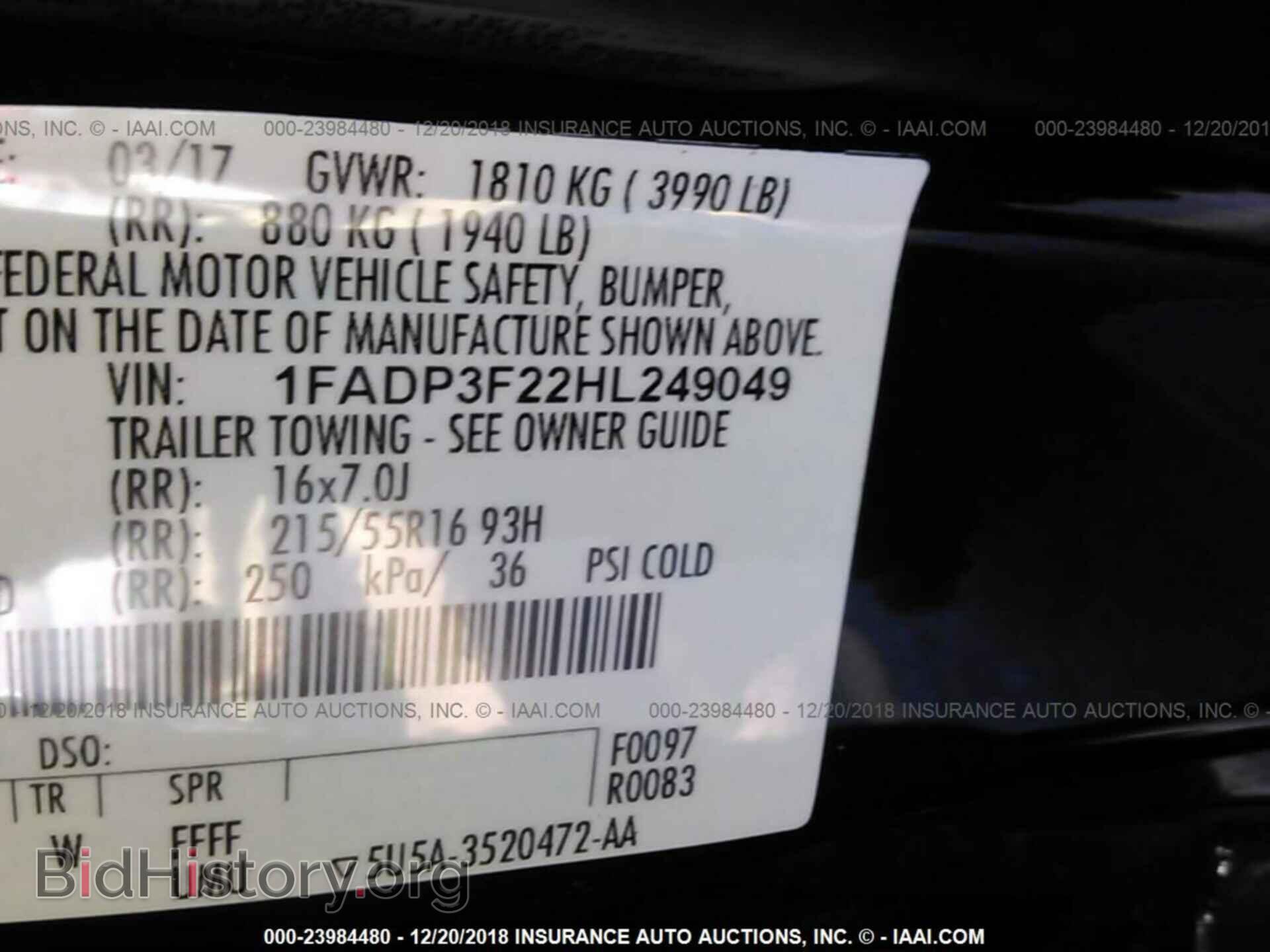 2017 FORD FOCUS - VIN: 1FADP3F22HL249049 - Photo 9