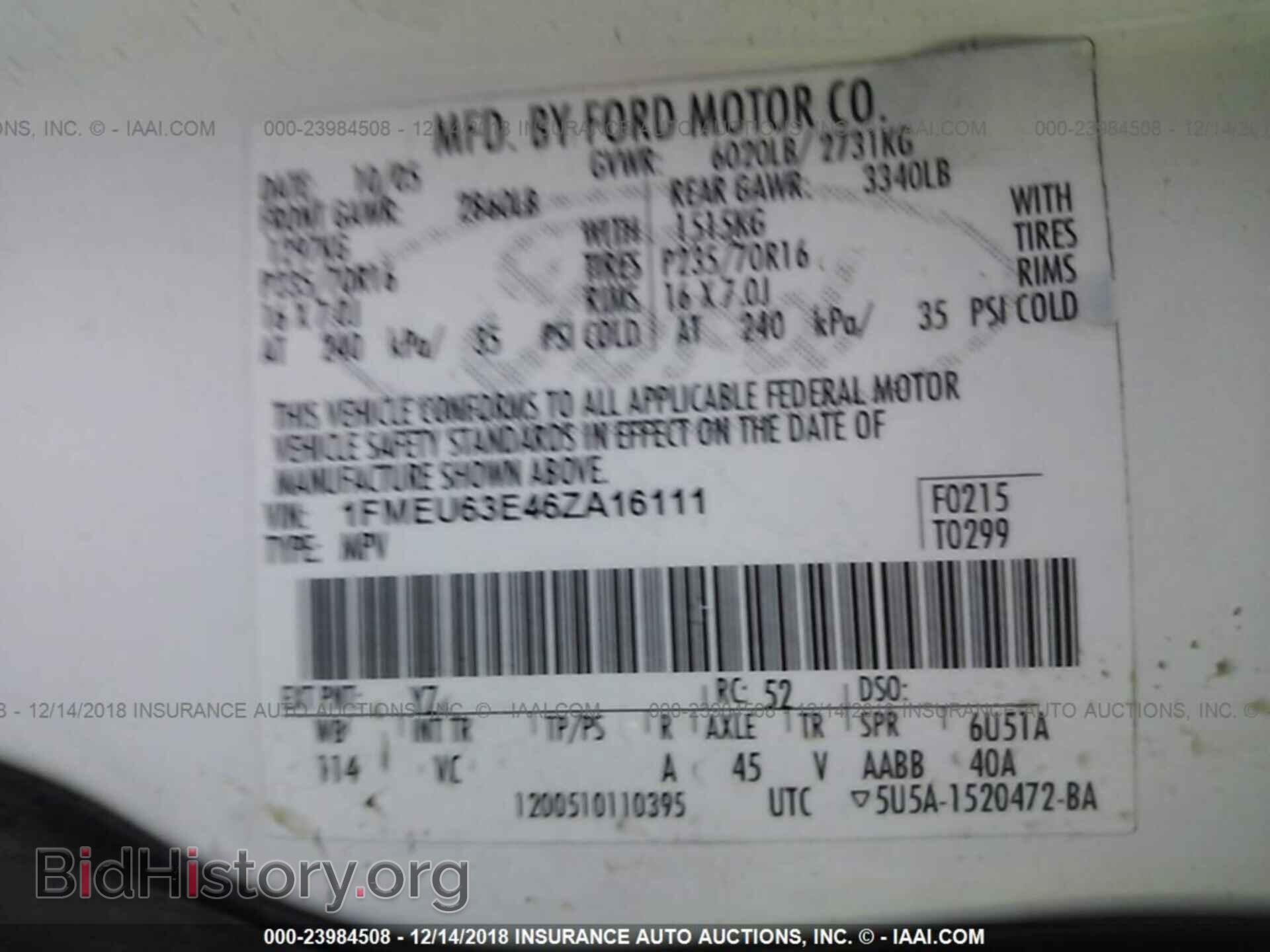 2006 FORD EXPLORER - VIN: 1FMEU63E46ZA16111 - Фото 9