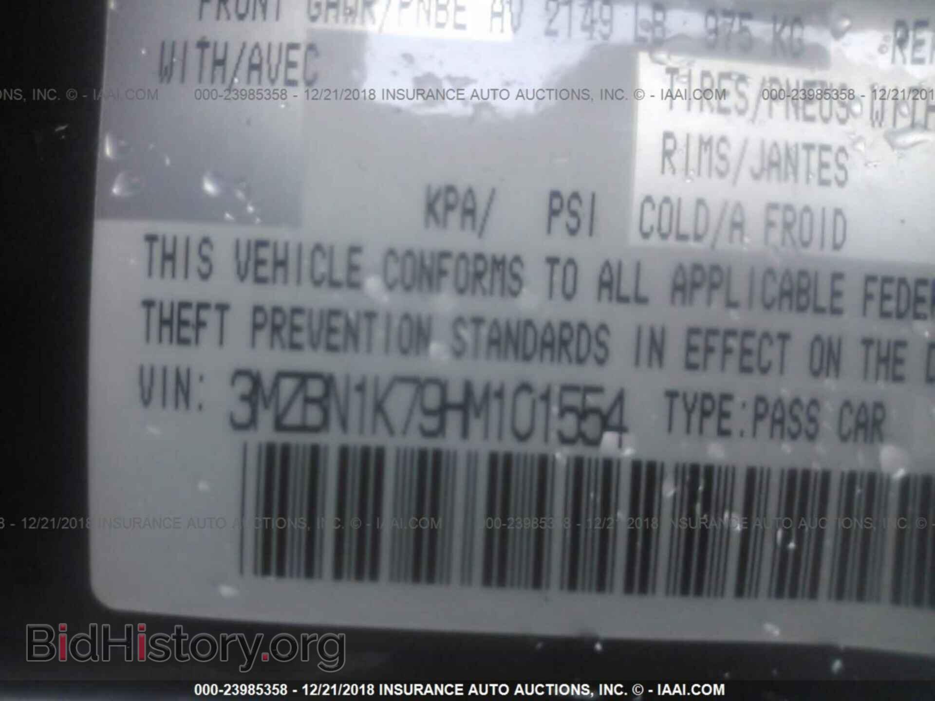 2017 MAZDA 3 - VIN: 3MZBN1K79HM101554 - Фото 9
