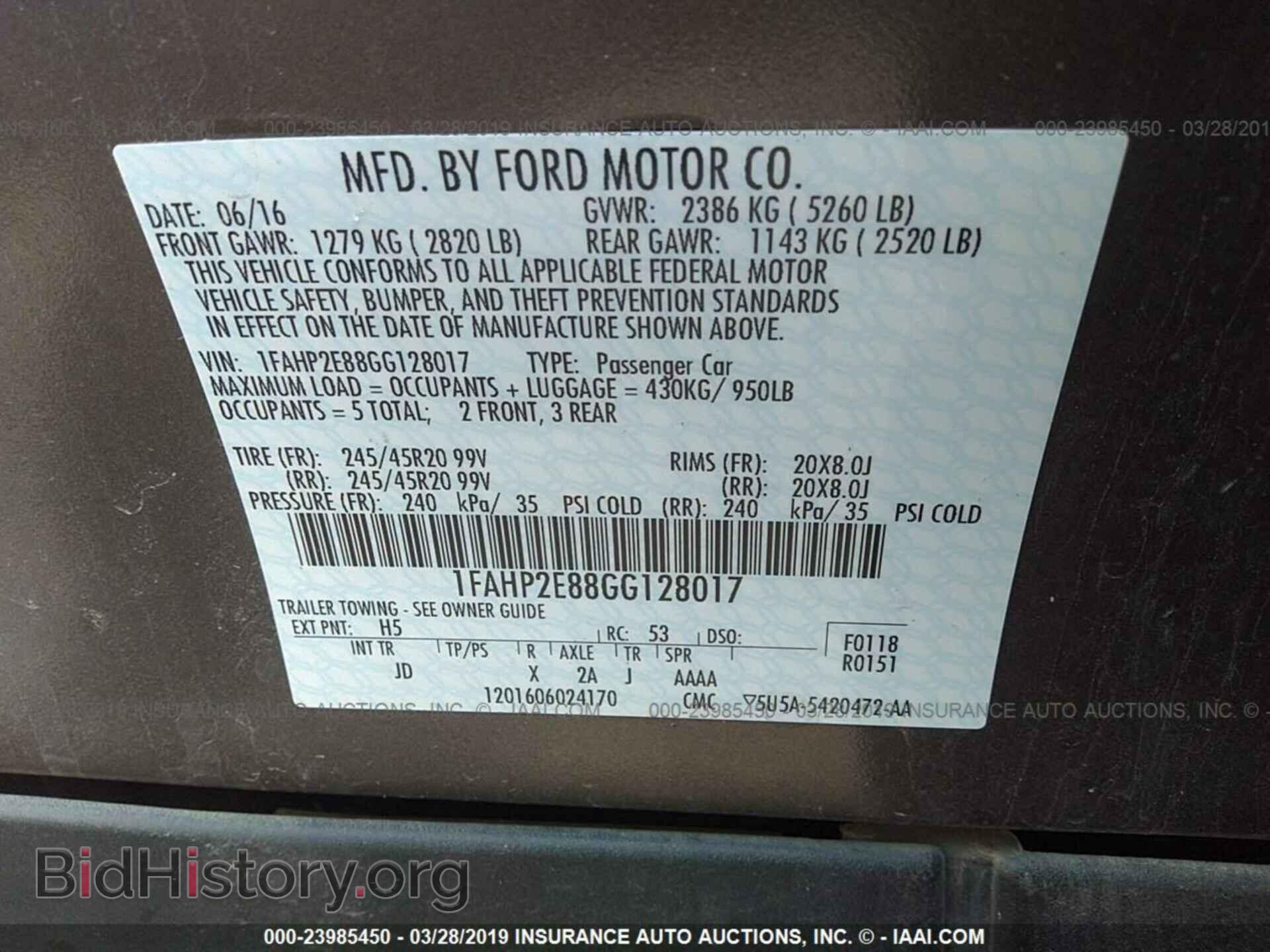 2016 FORD TAURUS - VIN: 1FAHP2E88GG128017 - Photo 9