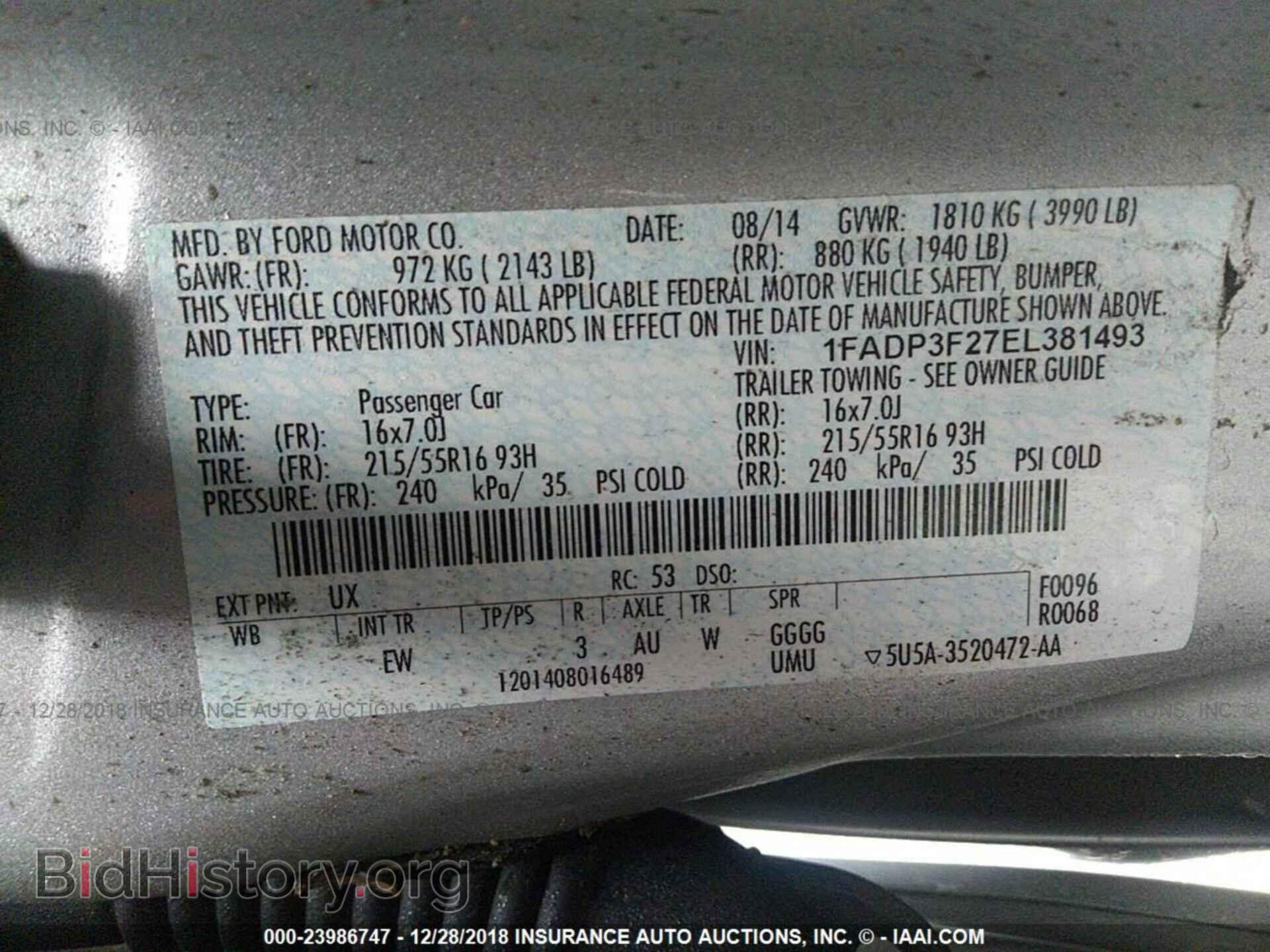 2014 FORD FOCUS - VIN: 1FADP3F27EL381493 - Фото 9
