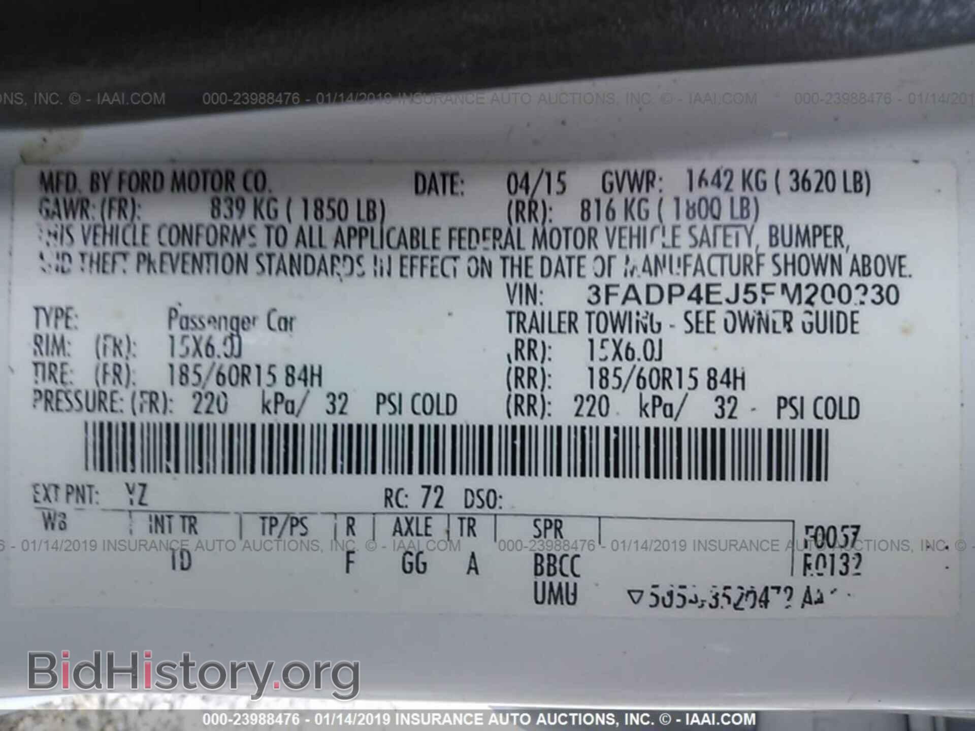 2015 FORD FIESTA - VIN: 3FADP4EJ5FM200230 - Photo 9