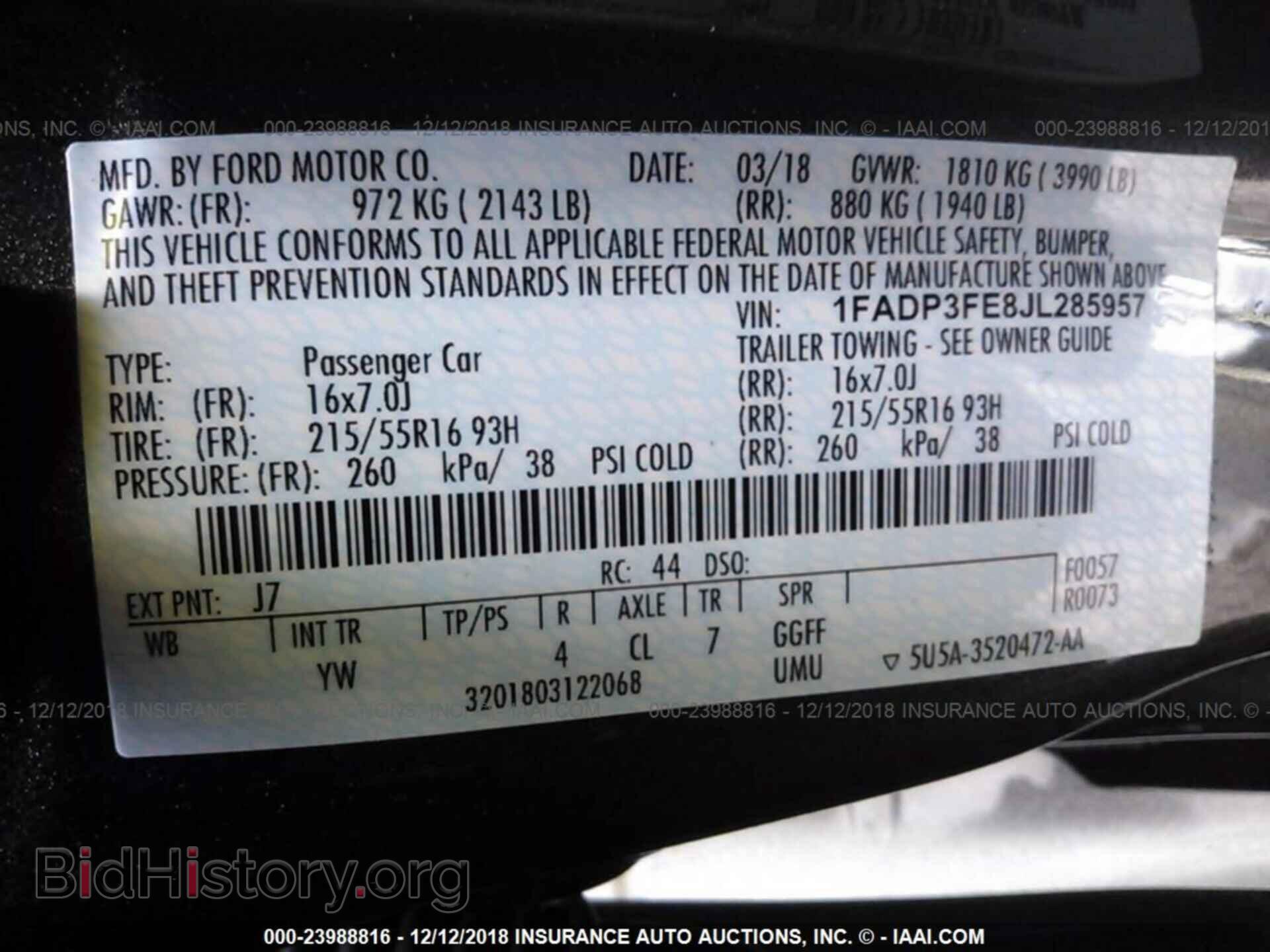 2018 FORD FOCUS - VIN: 1FADP3FE8JL285957 - Фото 9