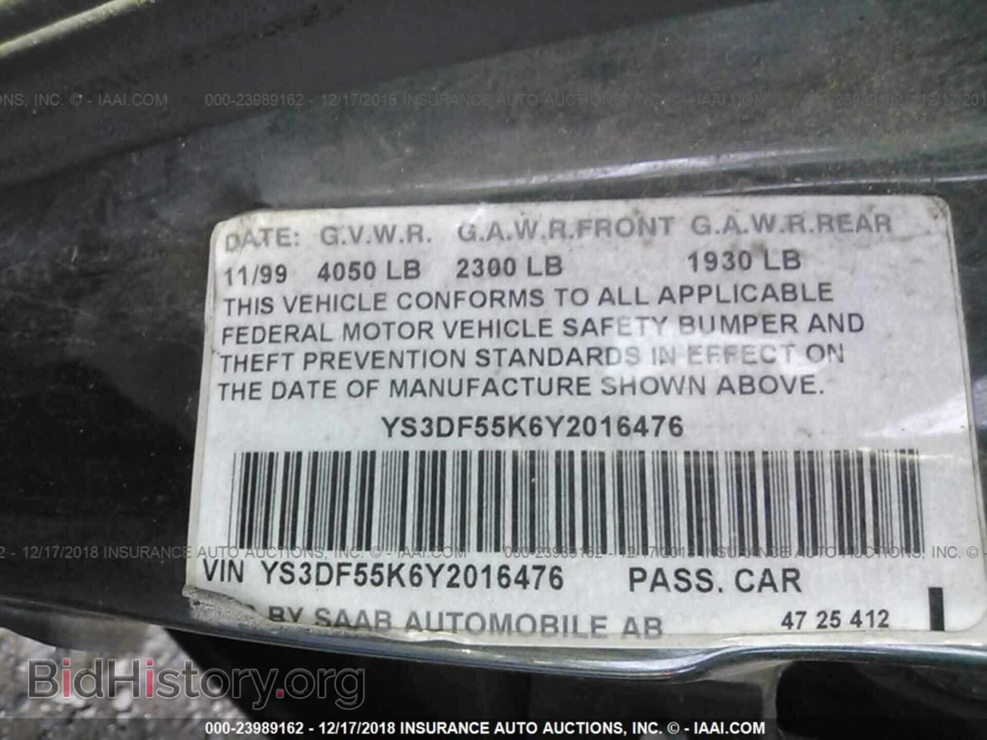 2000 SAAB 9-3 - VIN: YS3DF55K6Y2016476 - Фото 9