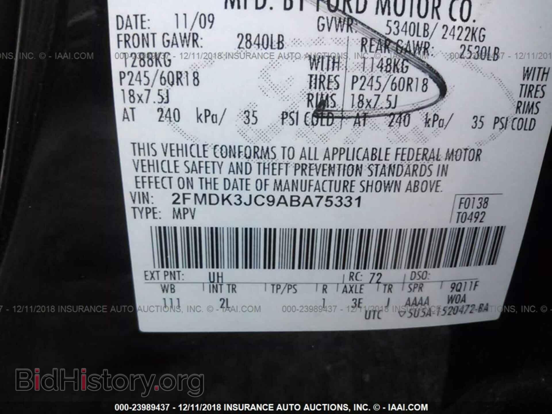 2010 FORD EDGE - VIN: 2FMDK3JC9ABA75331 - Photo 9