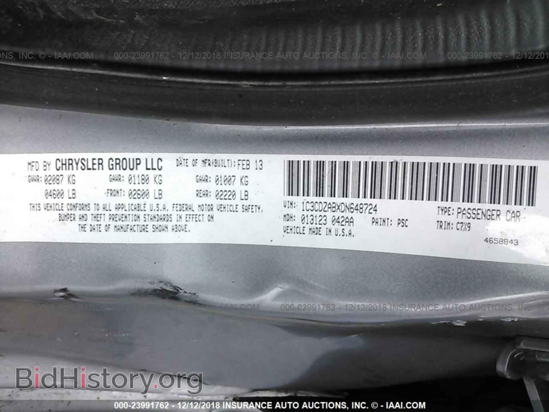 2013 DODGE AVENGER - VIN: 1C3CDZABXDN648724 - Фото 9