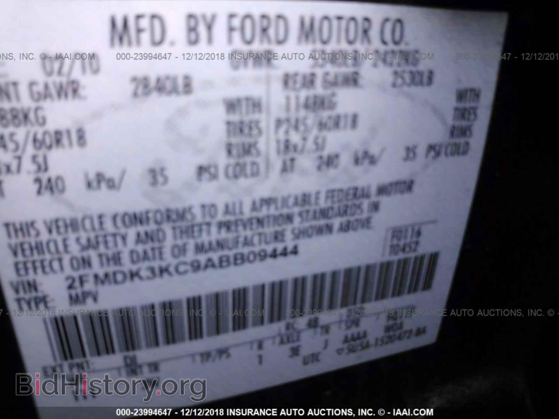 2010 FORD EDGE - VIN: 2FMDK3KC9ABB09444 - Фото 9
