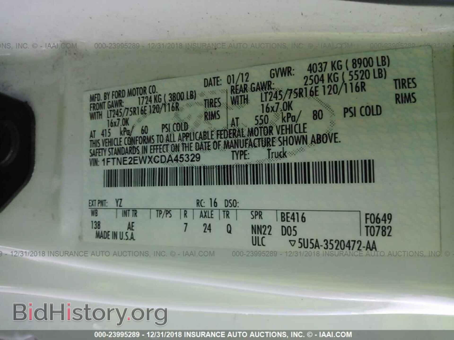2012 FORD ECONOLINE - VIN: 1FTNE2EWXCDA45329 - Photo 9