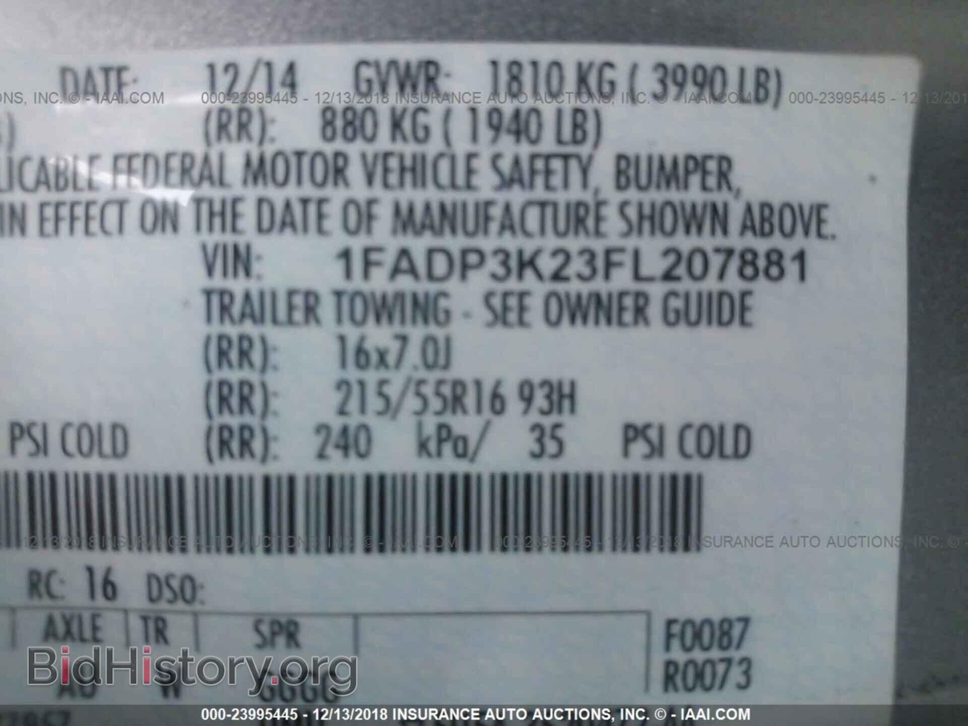 2015 FORD FOCUS - VIN: 1FADP3K23FL207881 - Photo 9