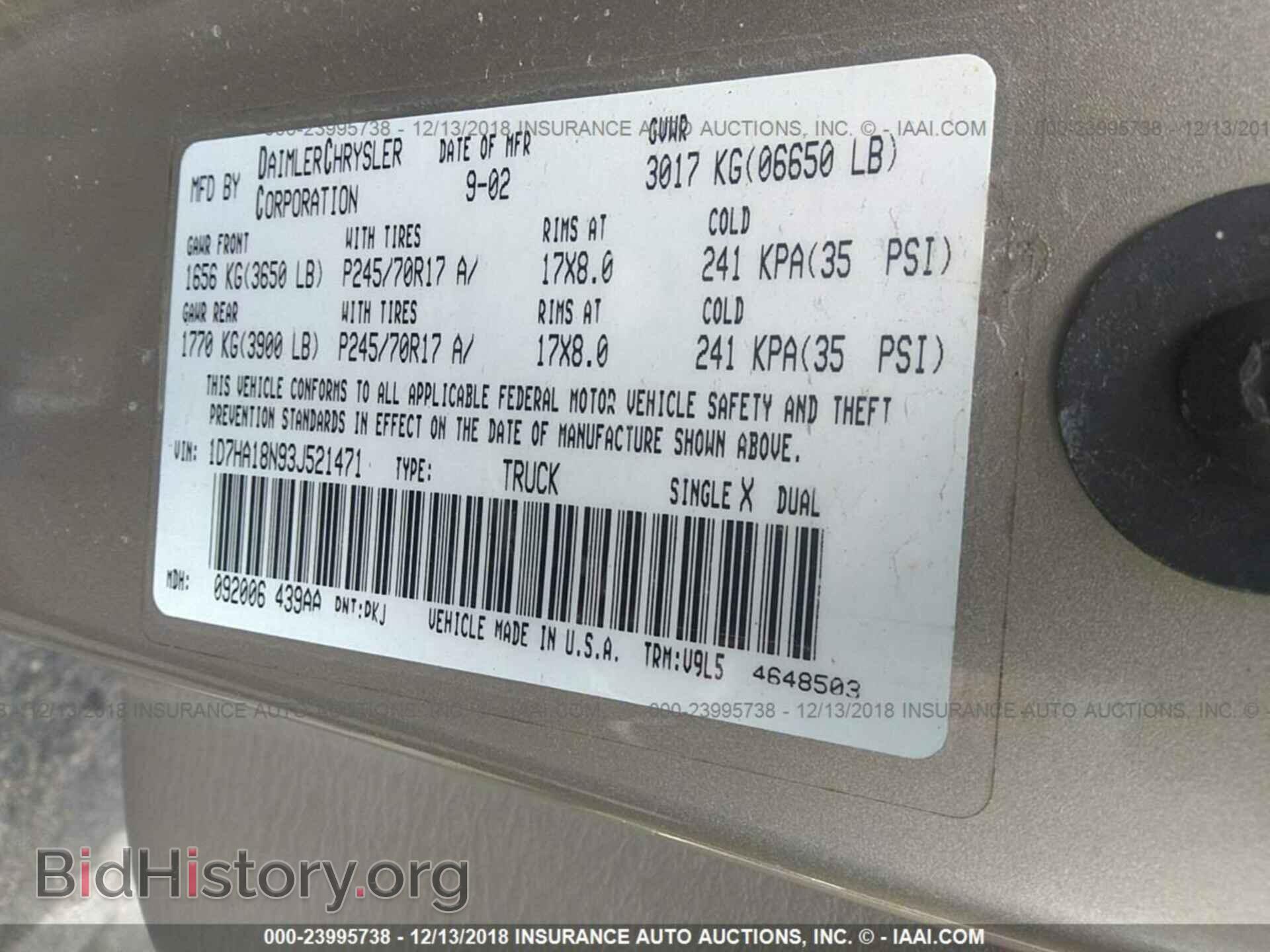 2003 DODGE RAM 1500 - VIN: 1D7HA18N93J521471 - Photo 9