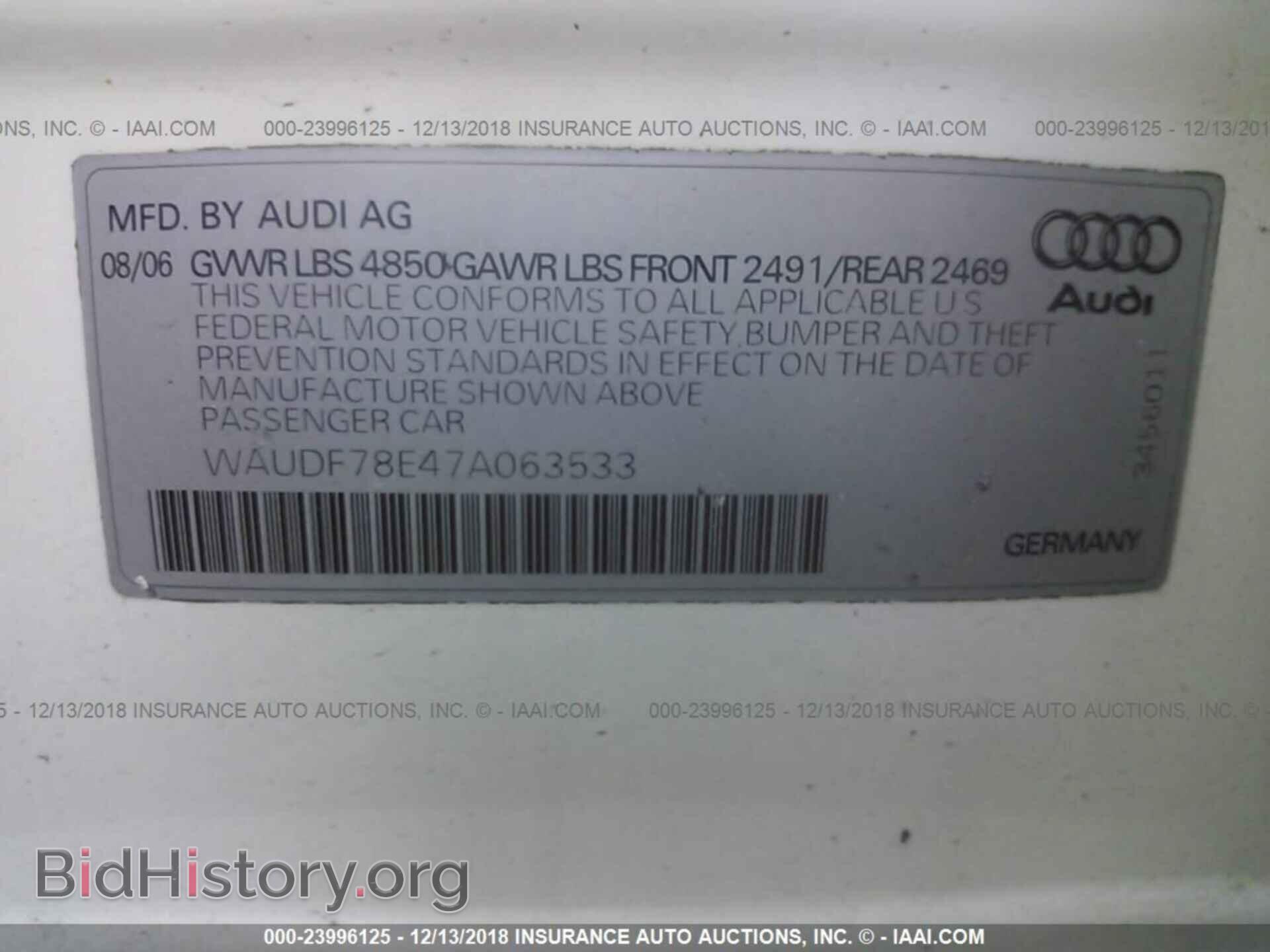 2007 AUDI A4 - VIN: WAUDF78E47A063533 - Фото 9