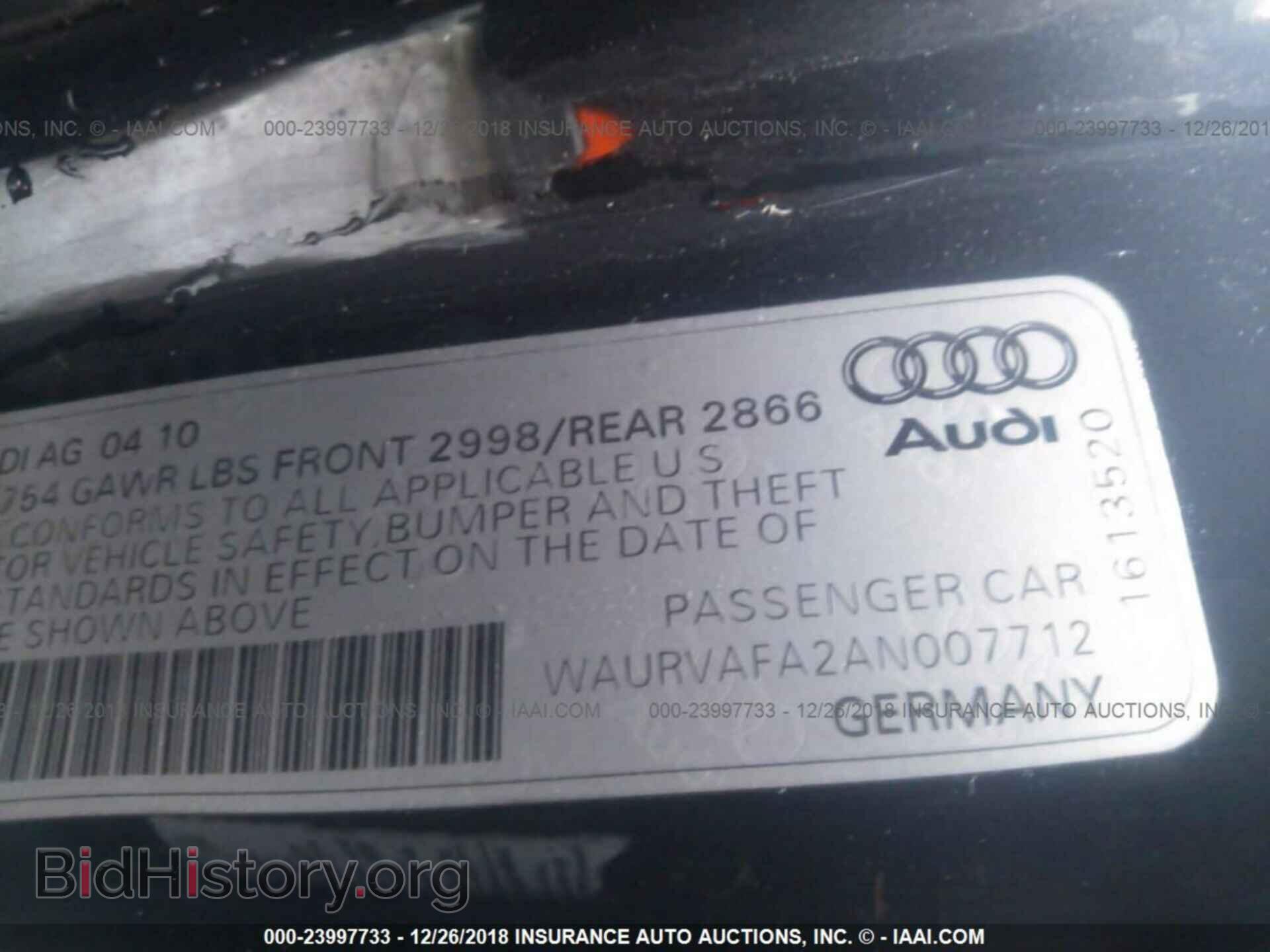2010 AUDI A8 - VIN: WAURVAFA2AN007712 - Photo 9