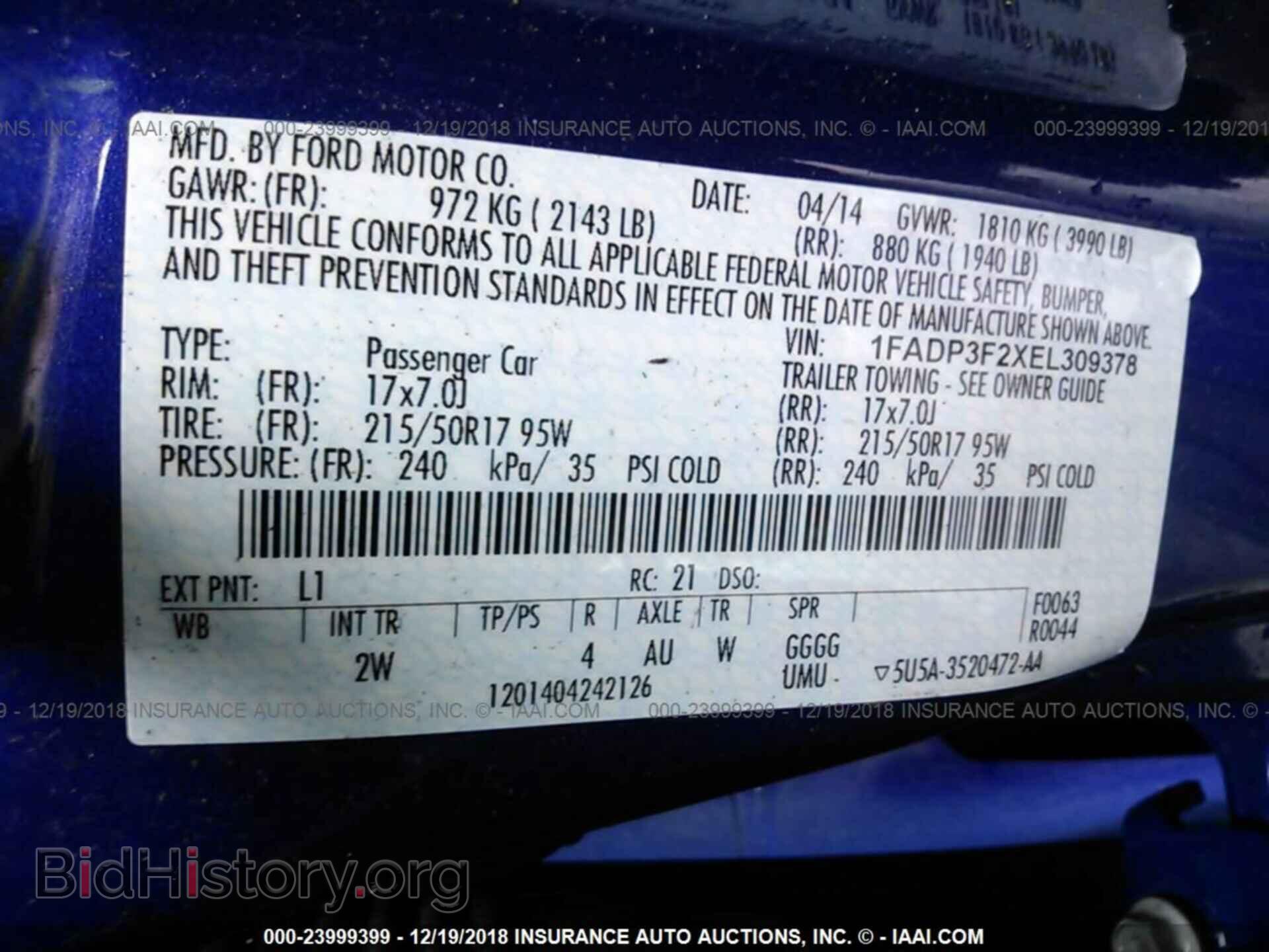 2014 FORD FOCUS - VIN: 1FADP3F2XEL309378 - Photo 9