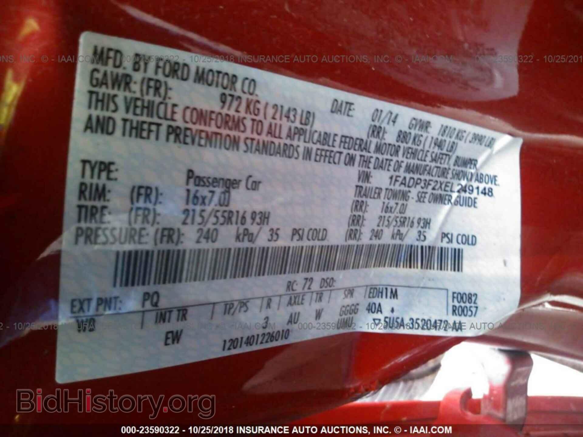2014 FORD FOCUS - VIN: 1FADP3F2XEL249148 - Фото 9