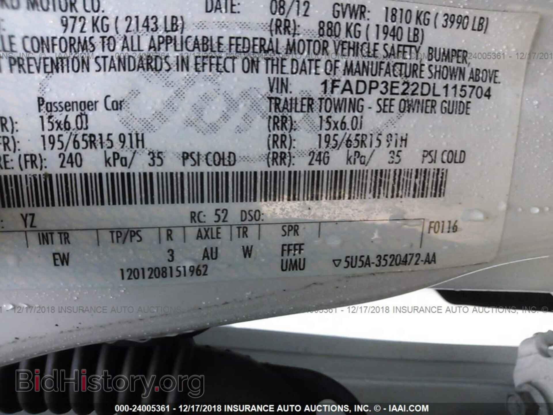 2013 FORD FOCUS - VIN: 1FADP3E22DL115704 - Фото 9