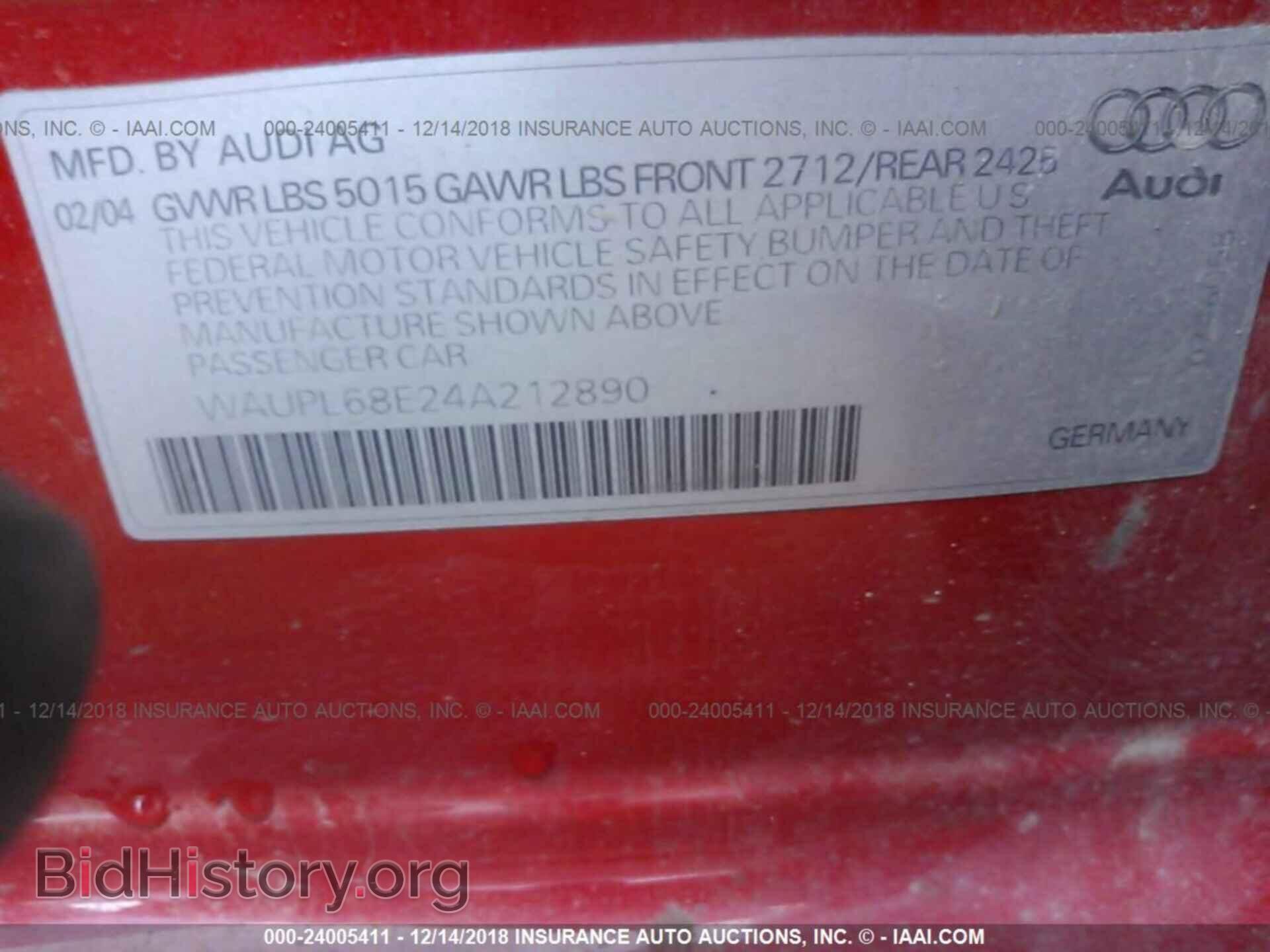 2004 AUDI S4 - VIN: WAUPL68E24A212890 - Photo 9