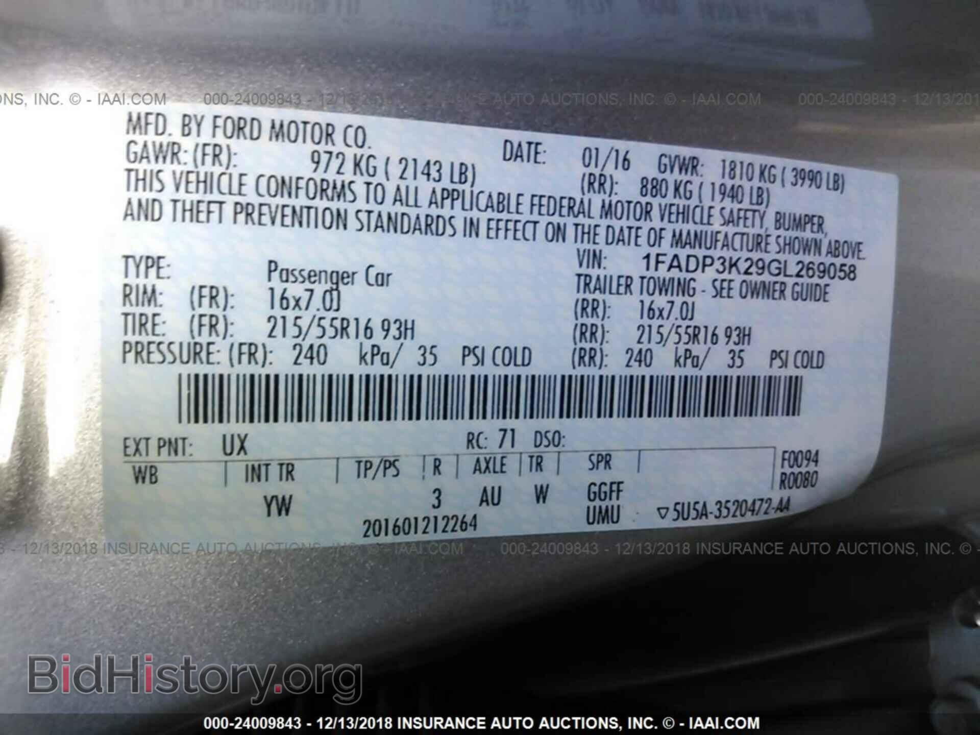 2016 FORD FOCUS - VIN: 1FADP3K29GL269058 - Фото 9
