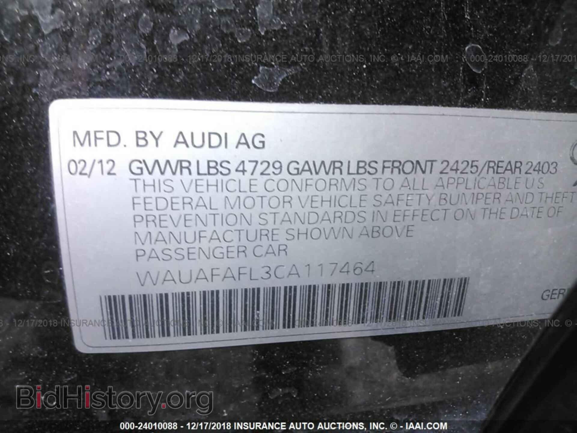 2012 AUDI A4 - VIN: WAUAFAFL3CA117464 - Photo 9