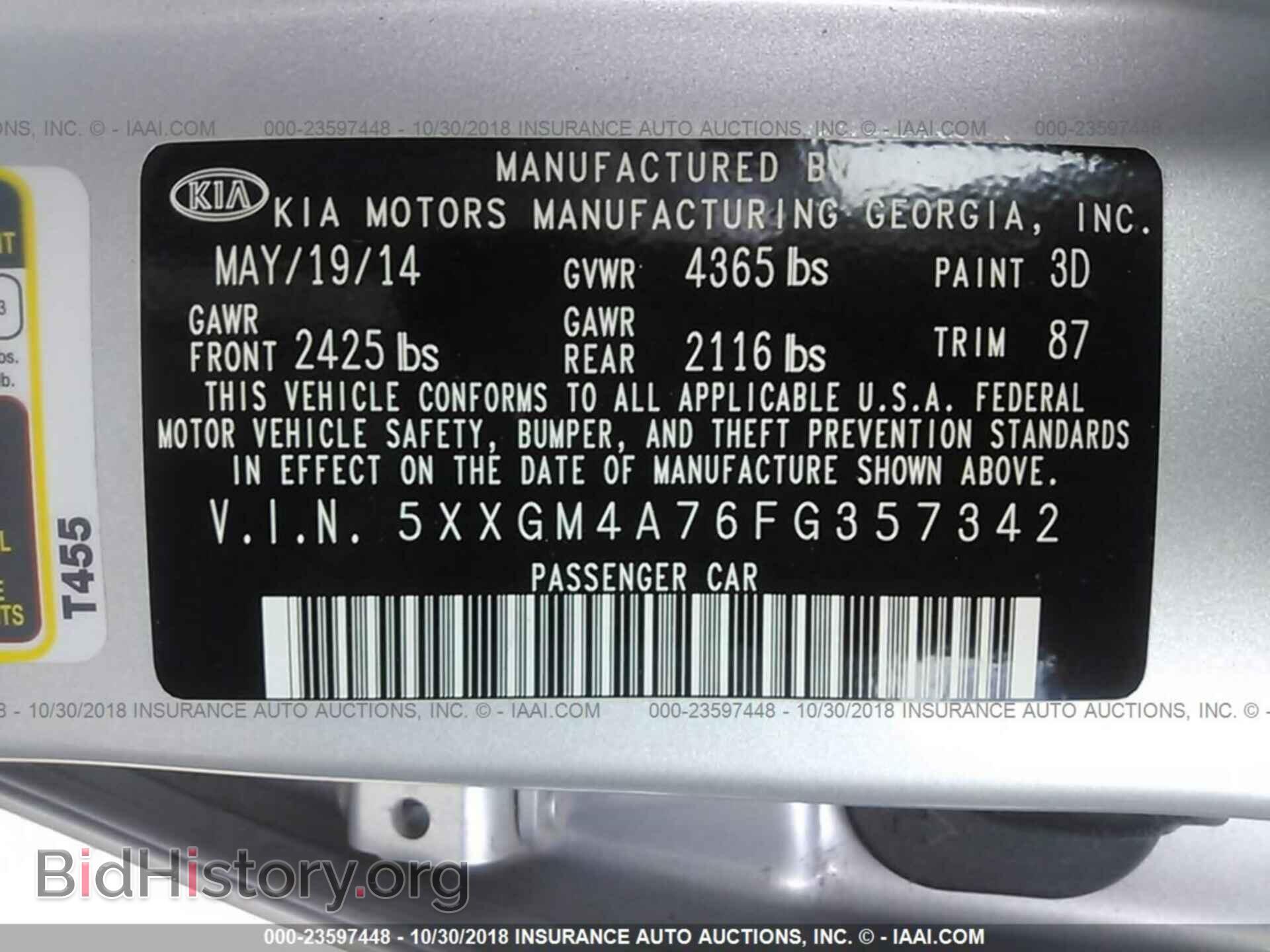 2015 KIA OPTIMA - VIN: 5XXGM4A76FG357342 - Photo 9