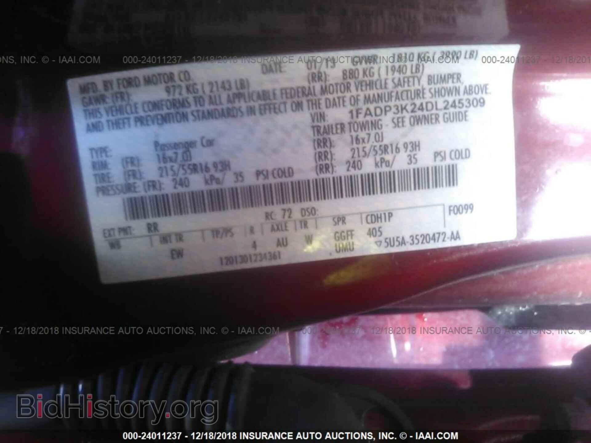 2013 FORD FOCUS - VIN: 1FADP3K24DL245309 - Фото 9