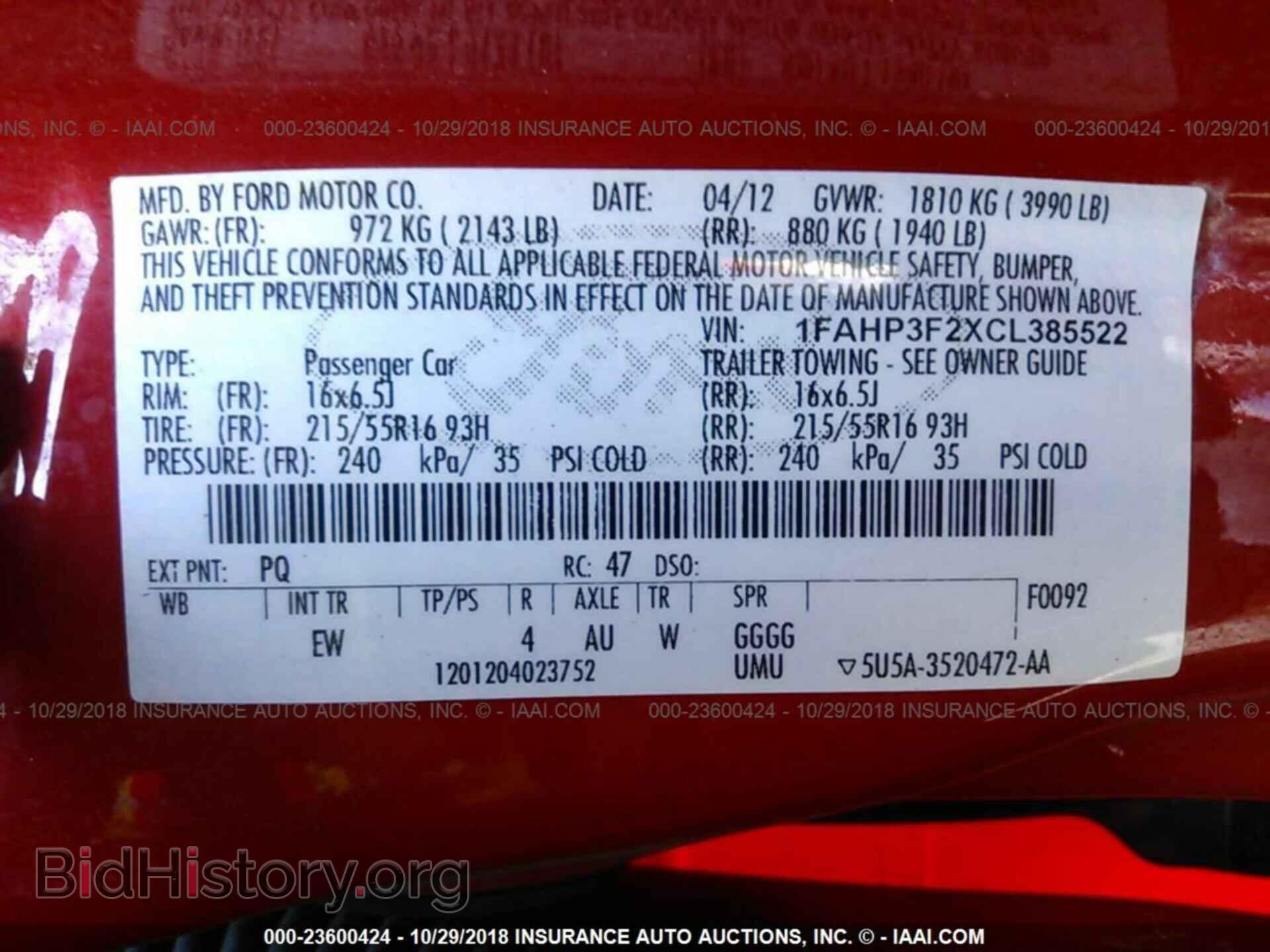 2012 FORD FOCUS - VIN: 1FAHP3F2XCL385522 - Photo 9