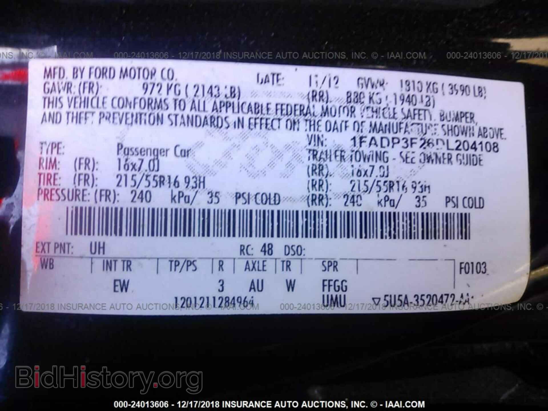 2013 FORD FOCUS - VIN: 1FADP3F26DL204108 - Фото 9
