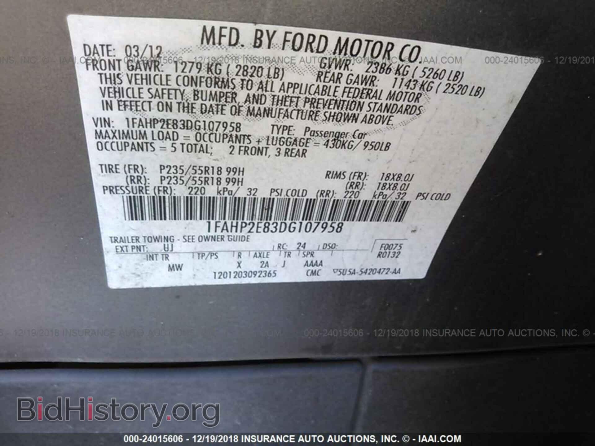 2013 FORD TAURUS - VIN: 1FAHP2E83DG107958 - Фото 9