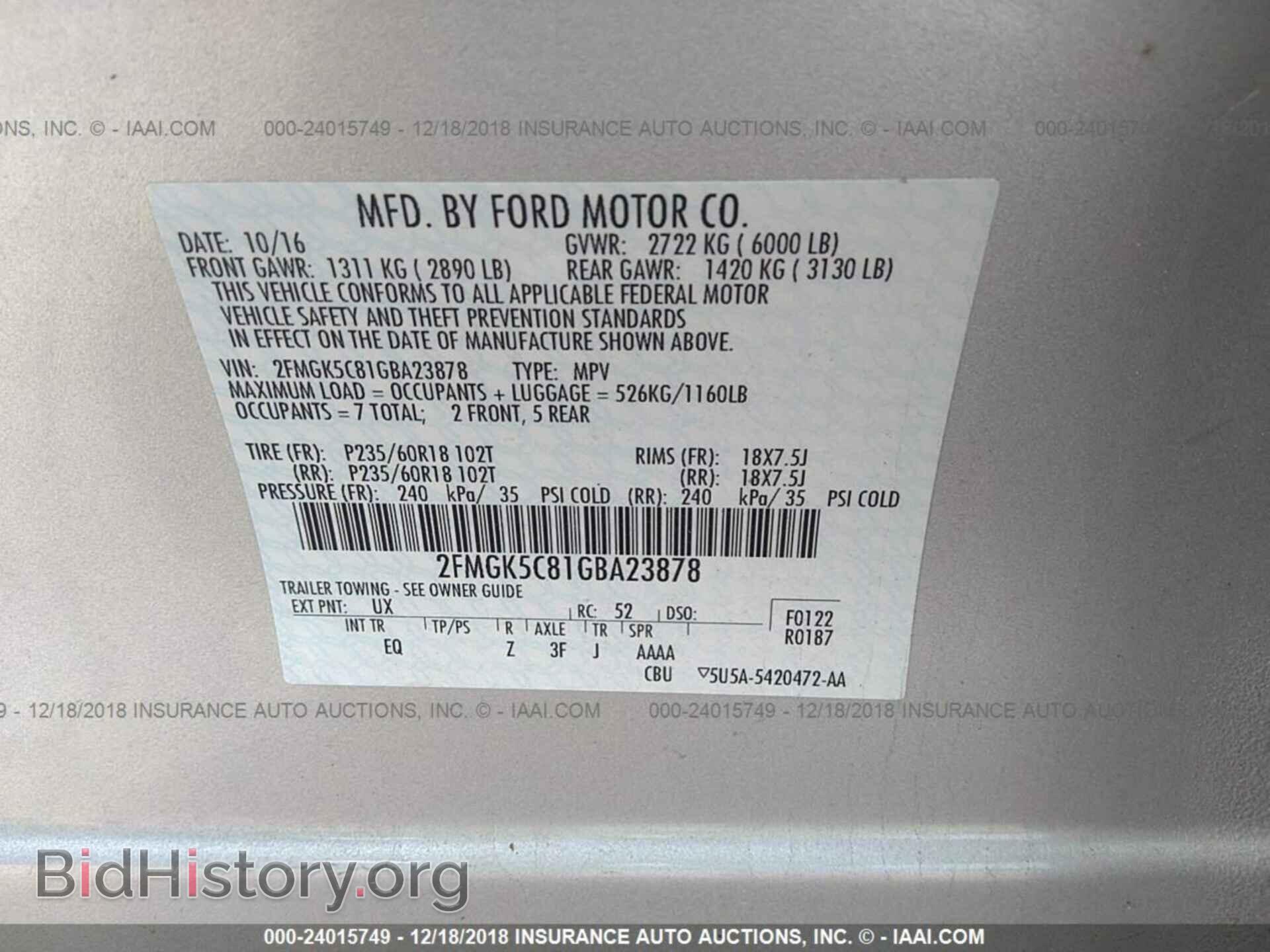 2016 FORD FLEX - VIN: 2FMGK5C81GBA23878 - Photo 9