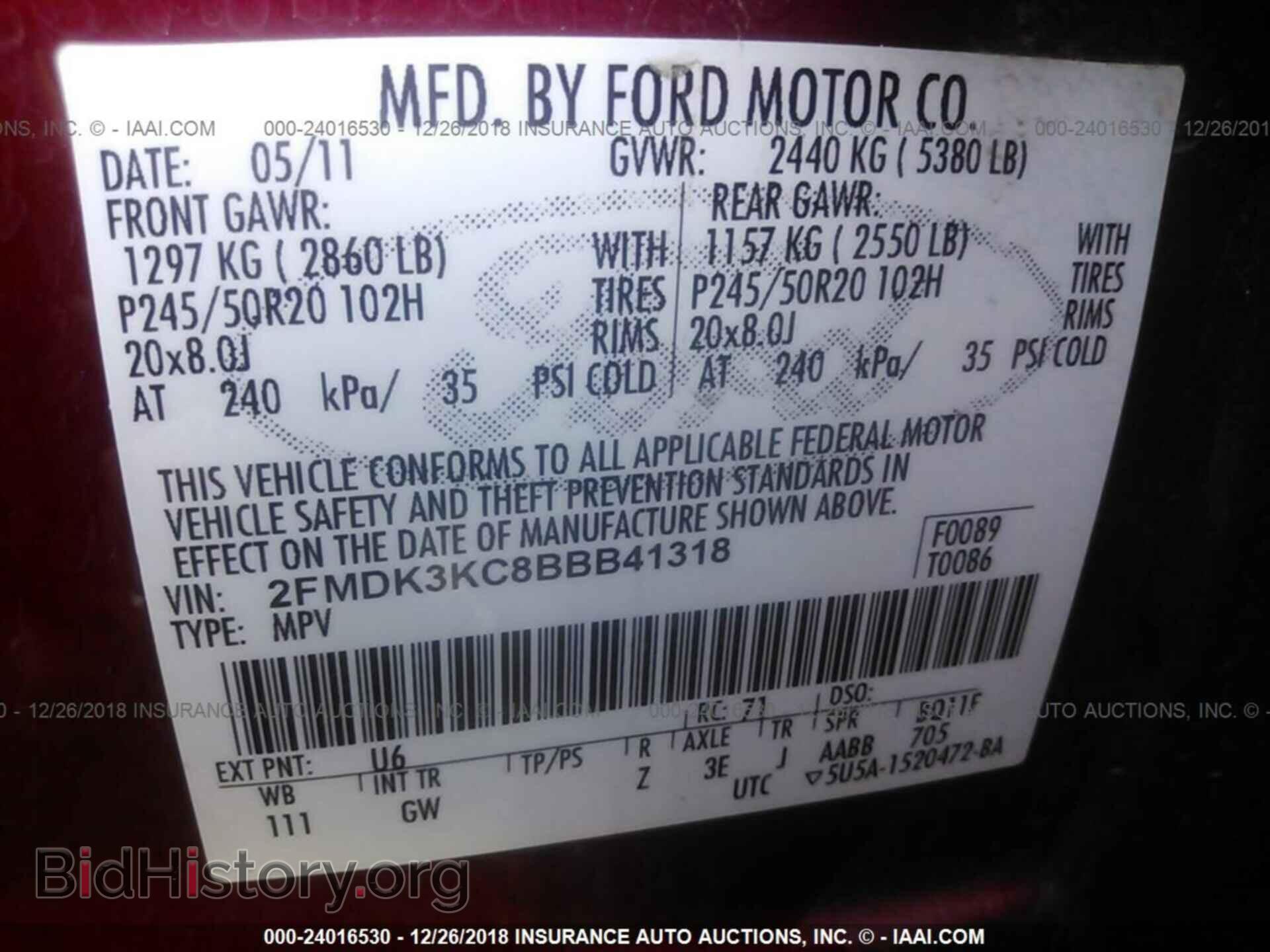2011 FORD EDGE - VIN: 2FMDK3KC8BBB41318 - Фото 9