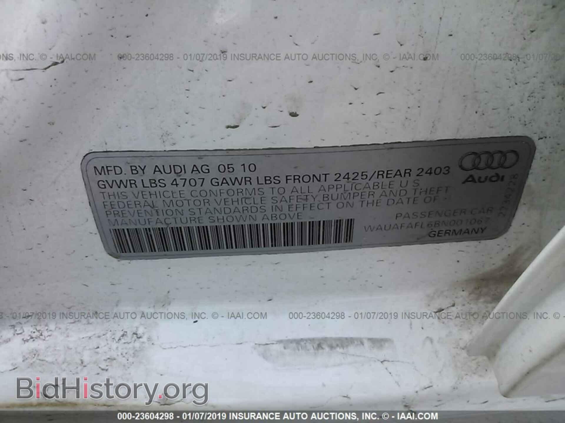 2011 AUDI A4 - VIN: WAUAFAFL6BN001067 - Фото 9