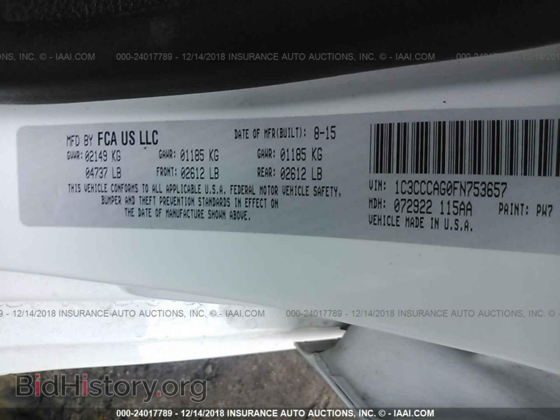 2015 CHRYSLER 200 - VIN: 1C3CCCAG0FN753657 - Фото 9