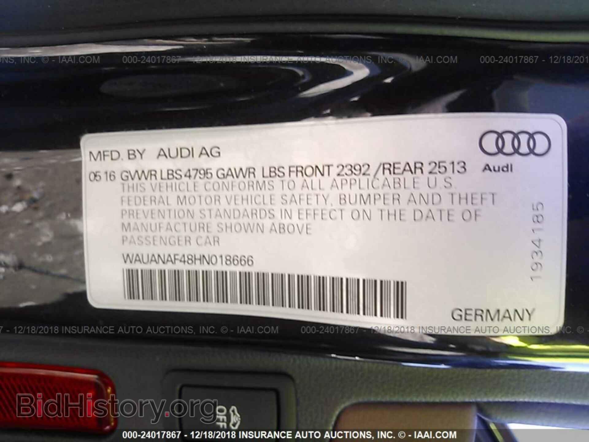2017 AUDI A4 - VIN: WAUANAF48HN018666 - Photo 9