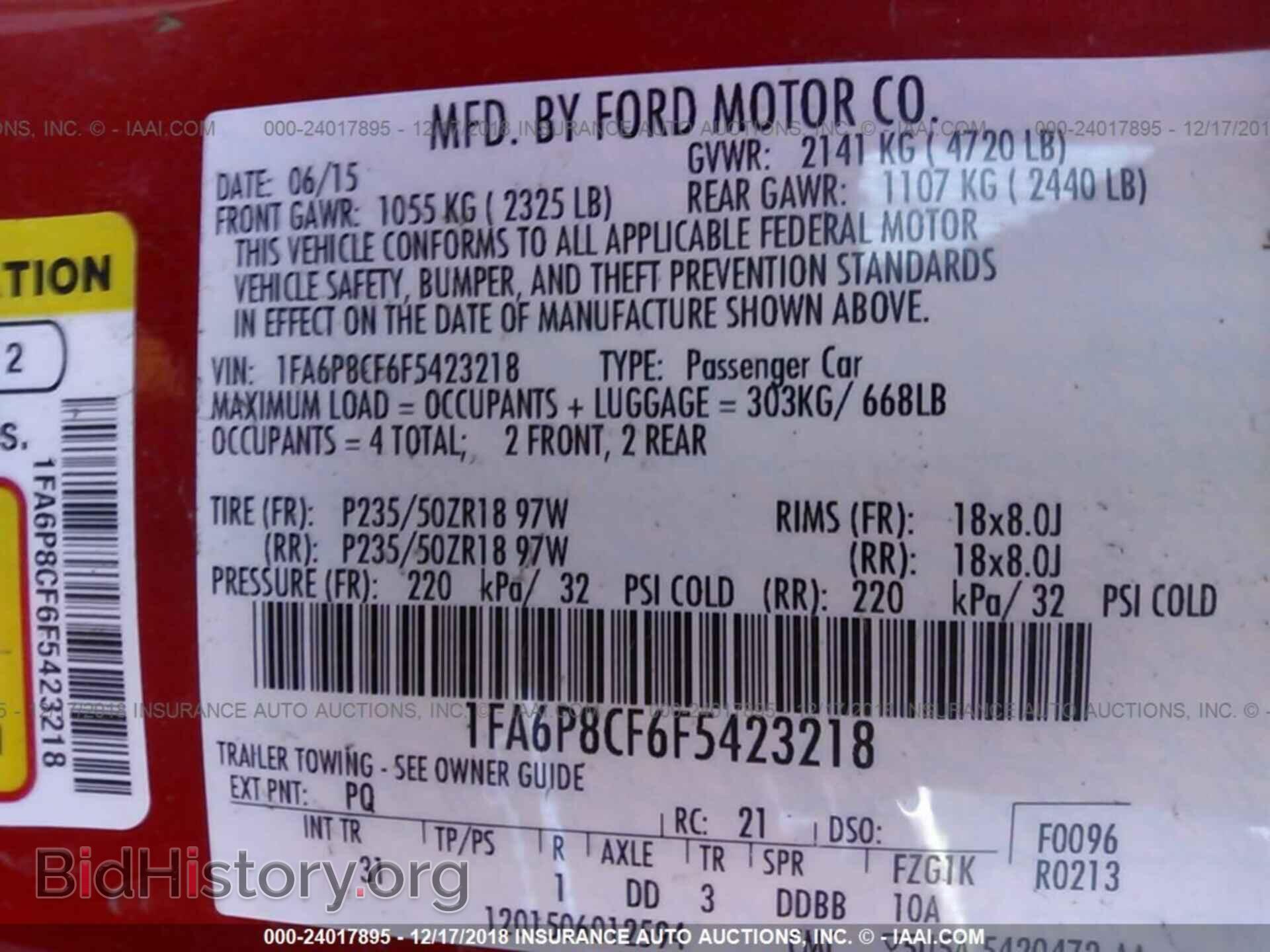 2015 FORD MUSTANG - VIN: 1FA6P8CF6F5423218 - Фото 9