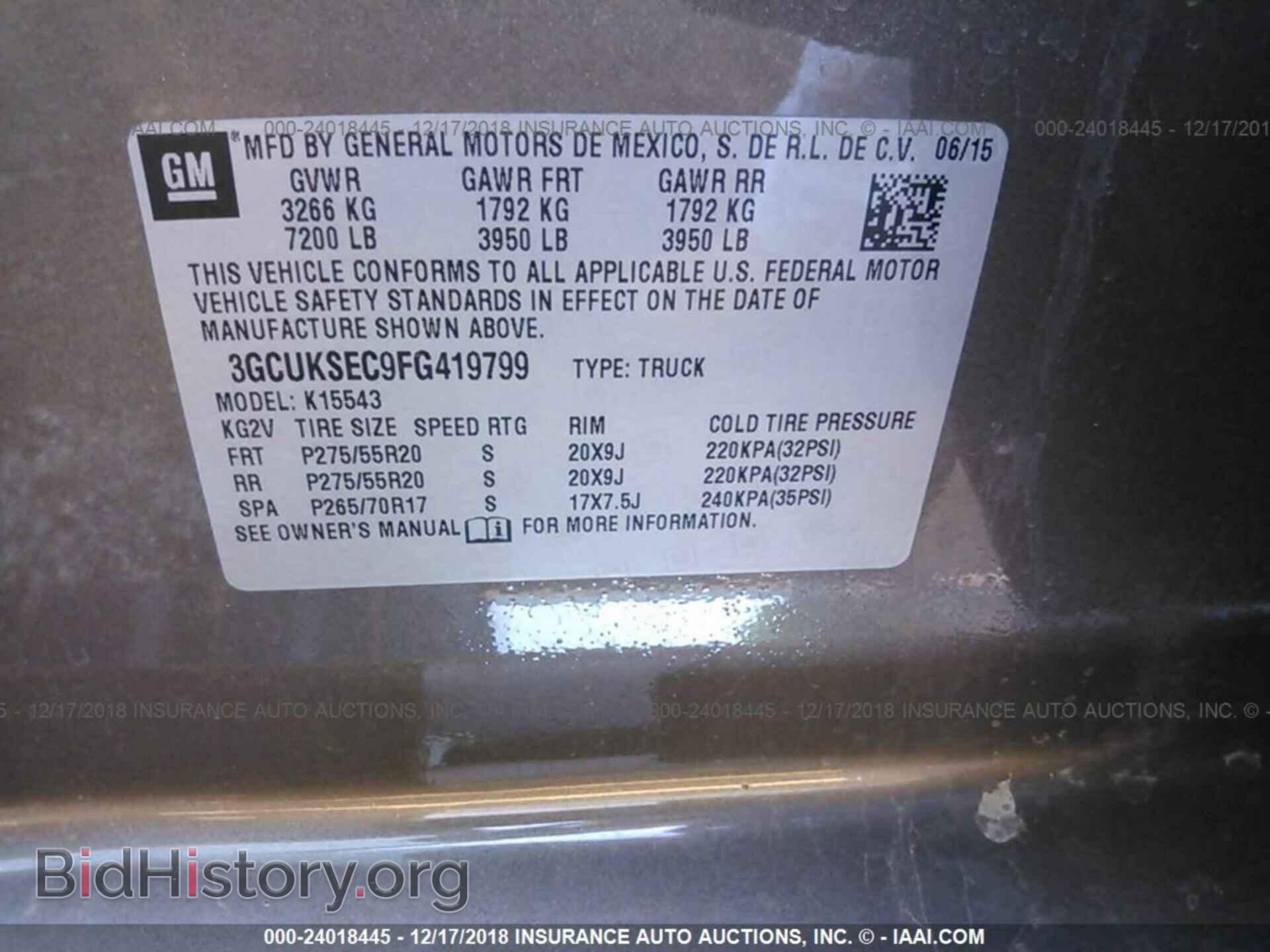 2015 CHEVROLET SILVERADO - VIN: 3GCUKSEC9FG419799 - Фото 9