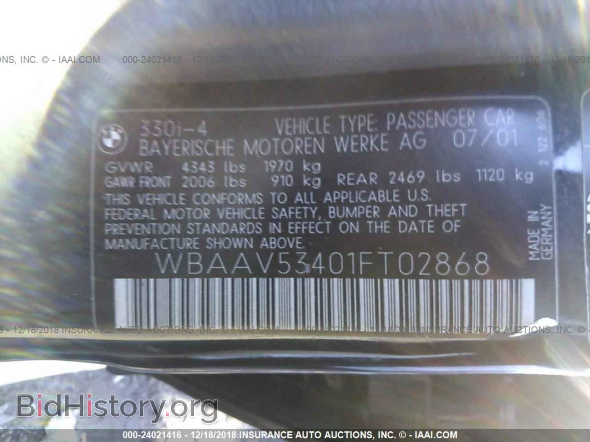 2001 BMW 330 - VIN: WBAAV53401FT02868 - Photo 9