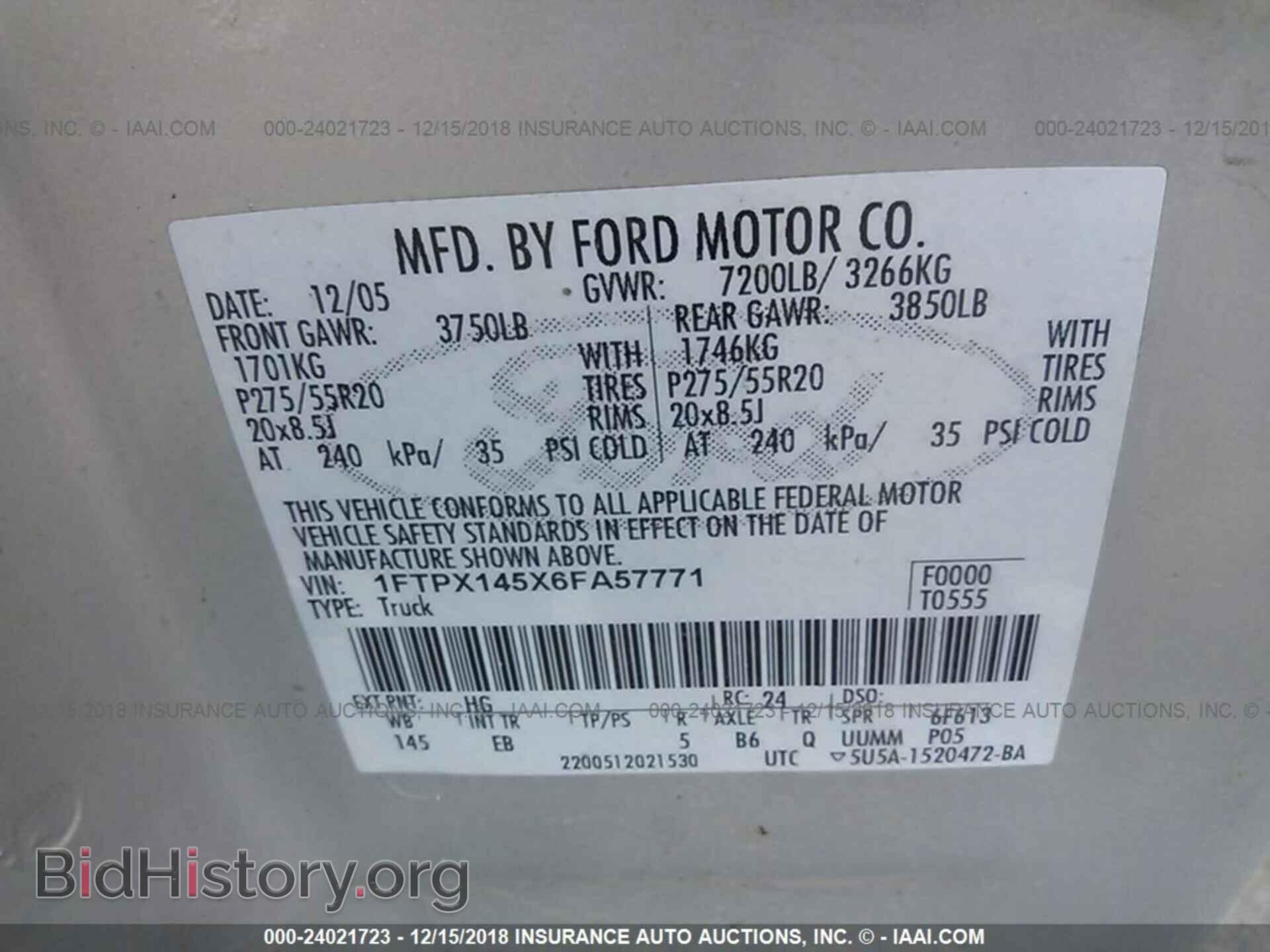 2006 FORD F150 - VIN: 1FTPX145X6FA57771 - Фото 9